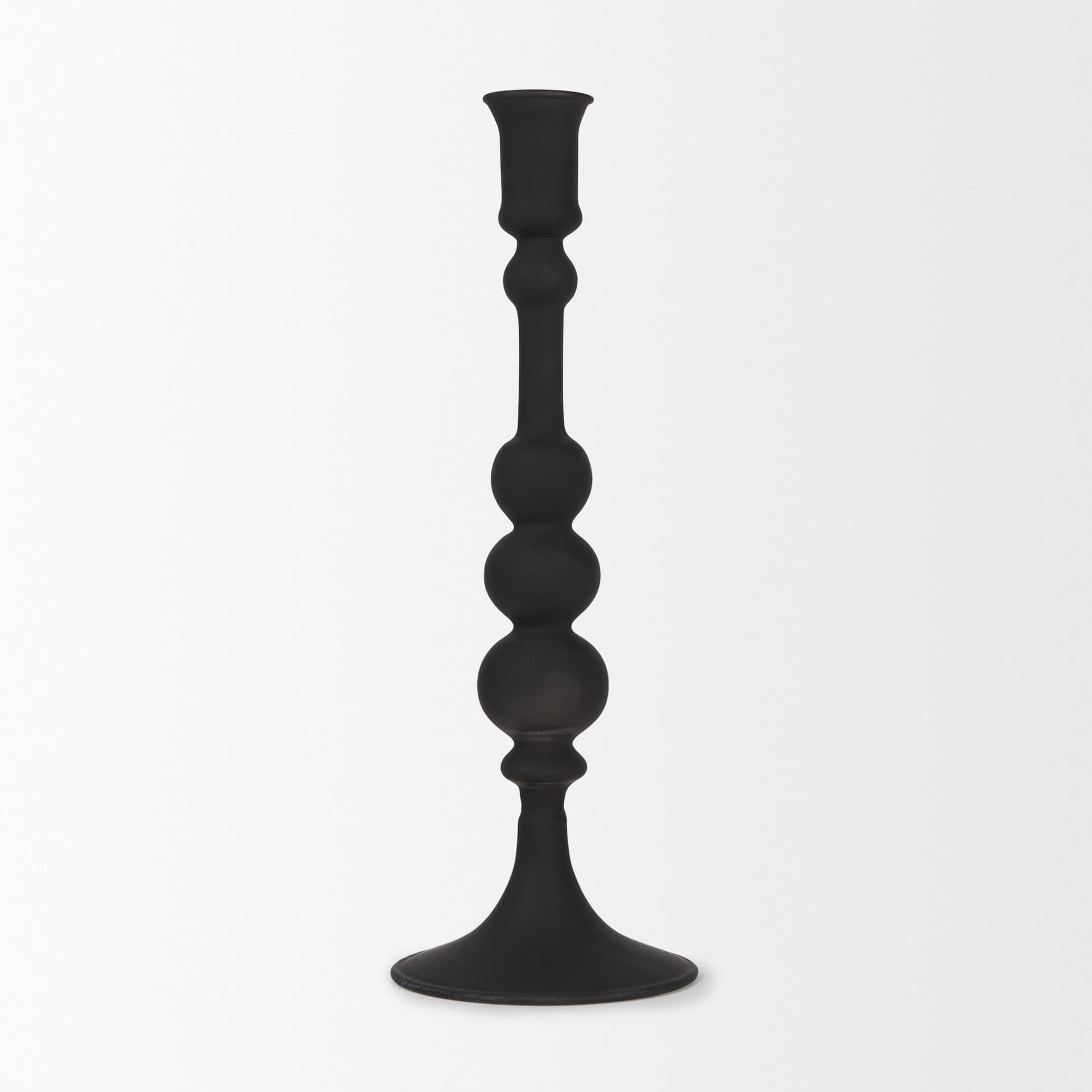 Haute Large Matte Black Blown Glass Candlestick — product photograph