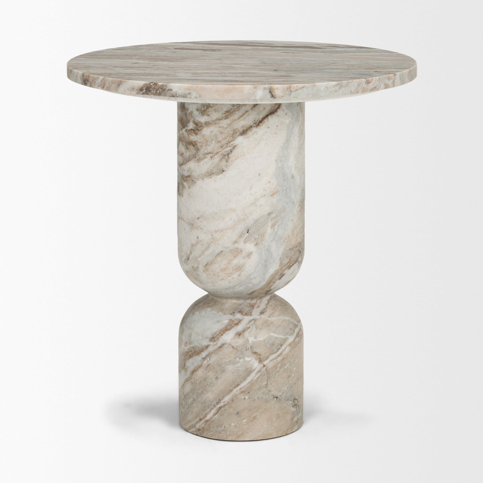 Nylah Solid Pink Marble Round Accent Table — product photograph