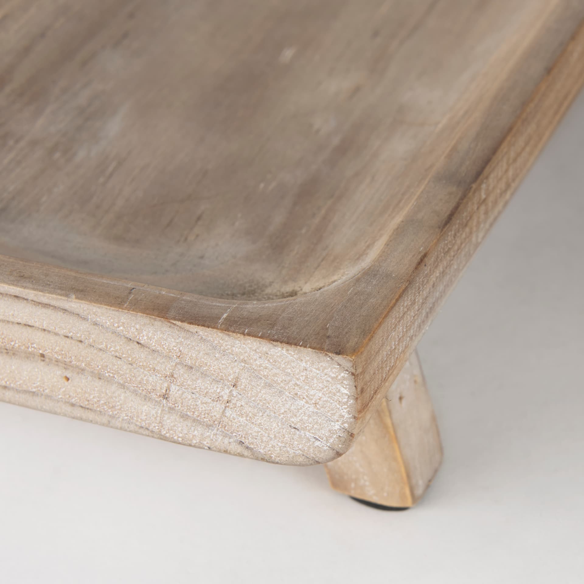 Carver Set of 2 Rectangular White Washed Wood Trays — product photograph