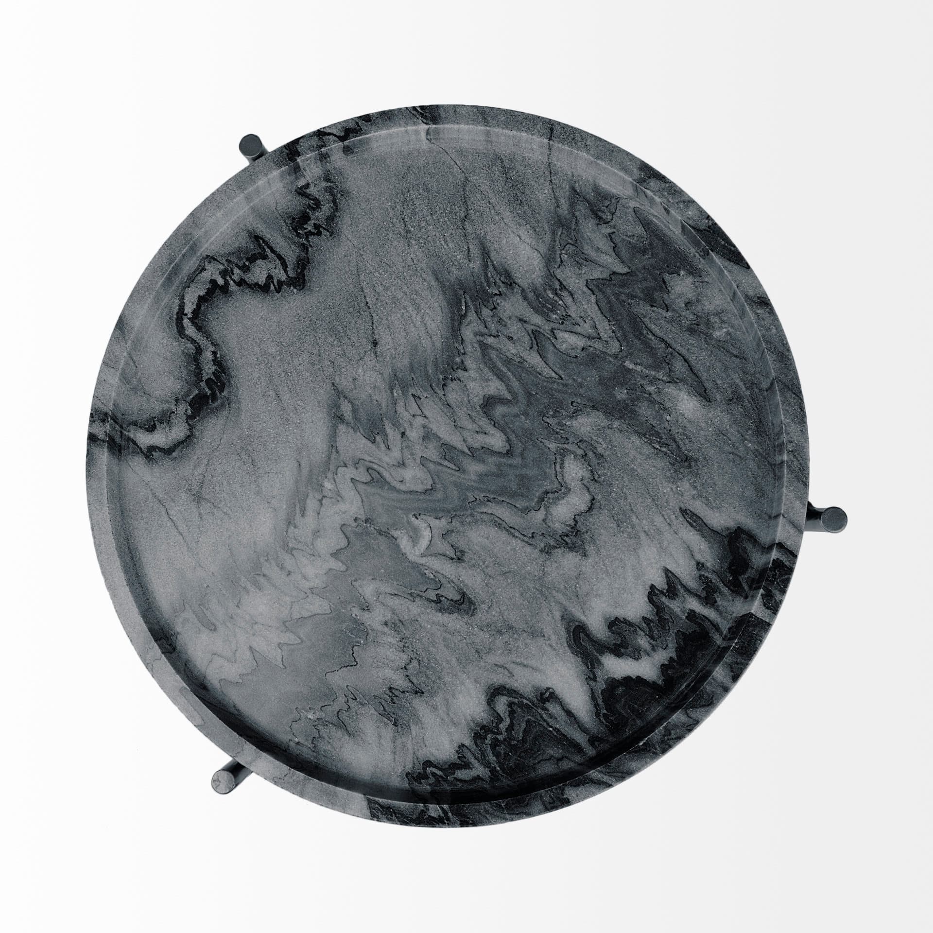 Stella 17L x 17W Gray Round Marble Top W/Black Base Accent Table — product photograph