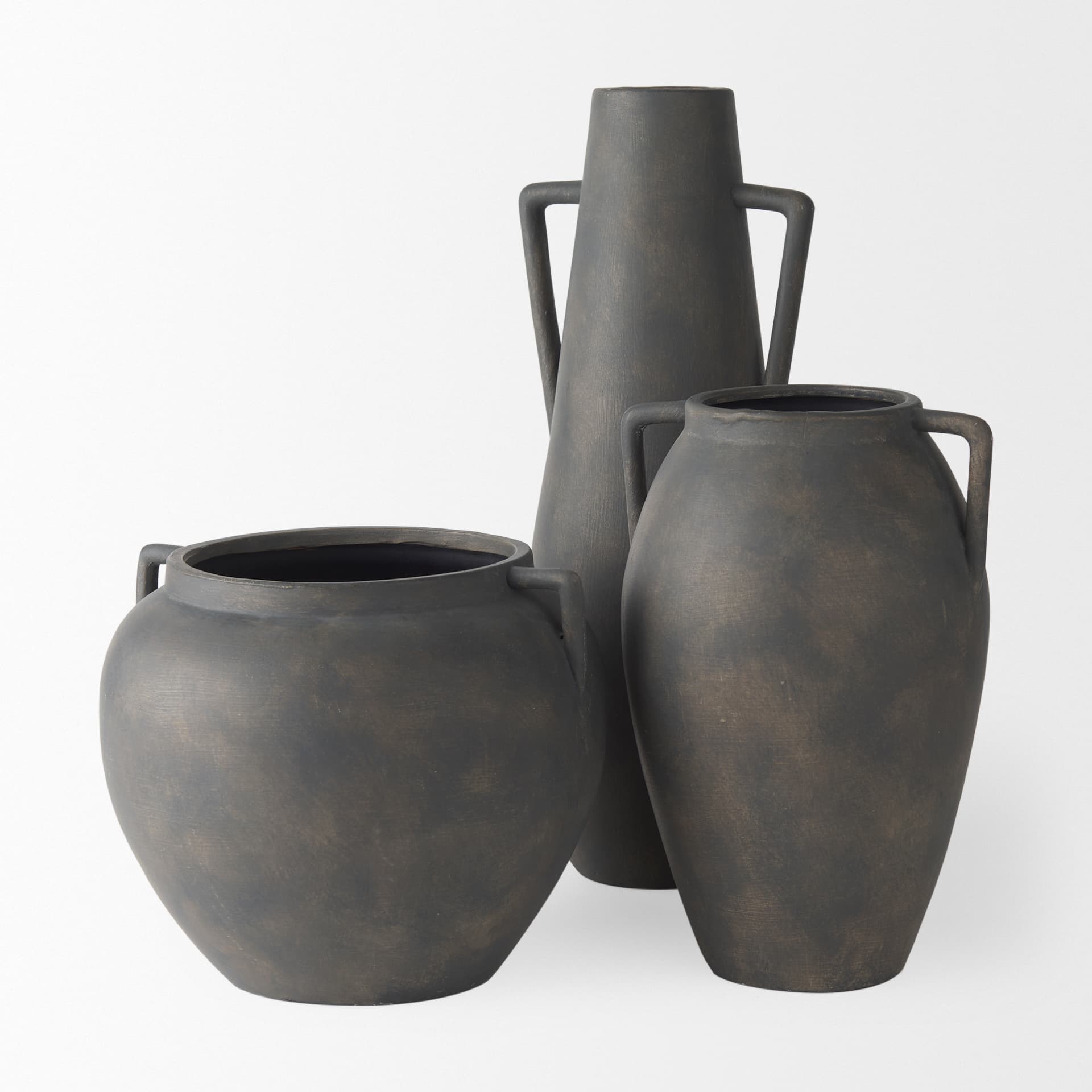 Kilian Medium Brown-Gray Double Ear Vase — product photograph
