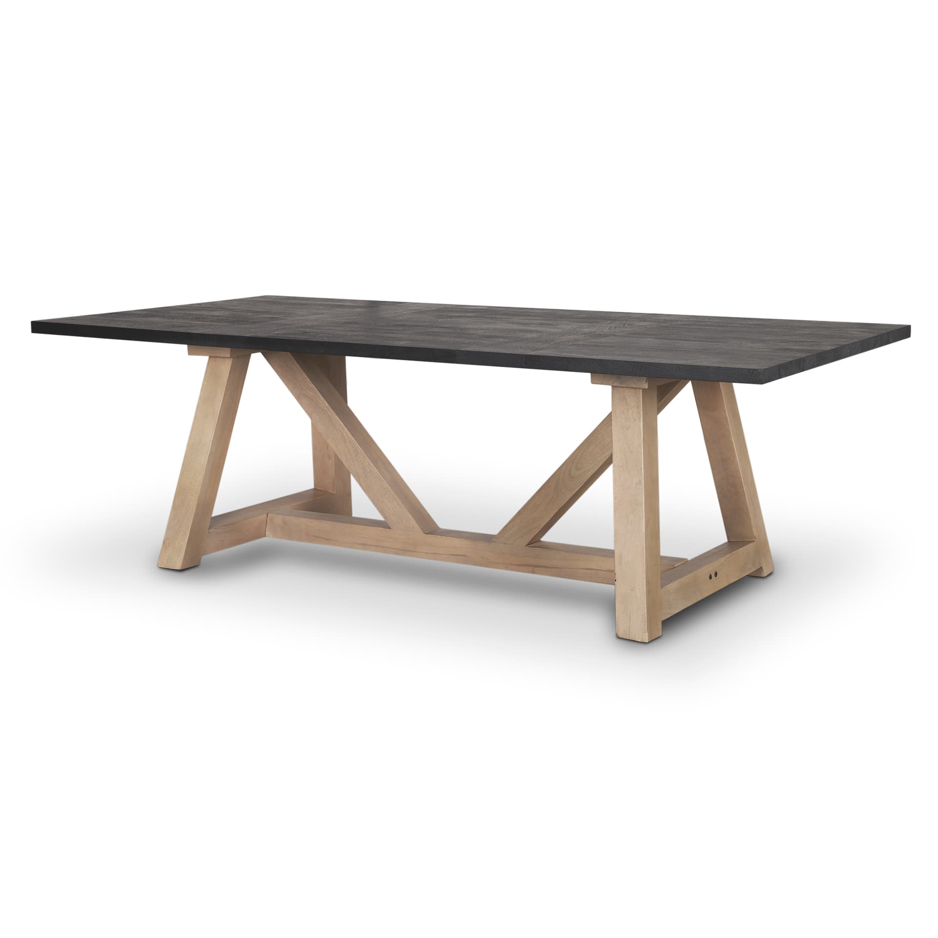Rialto 96"L x 42"W Trestle Dining Table | Modern | Black-Brown Wood & Light Brown Wood | Seats 8 — product photograph