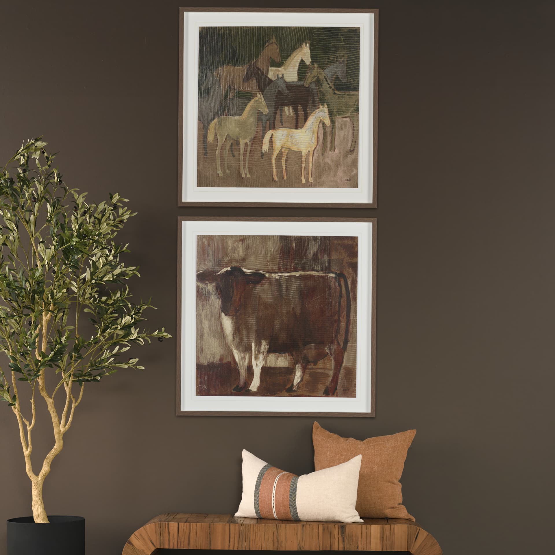 Molly by Mercana Studio Hand-Embellished Textured Framed Artwork Matted under Glass — in a styled room