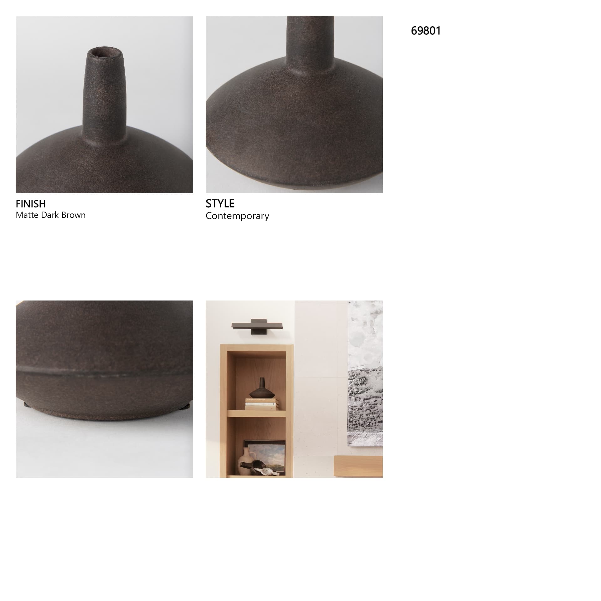 Rylee 6.9H Dark Brown Ceramic Vase — in a styled room