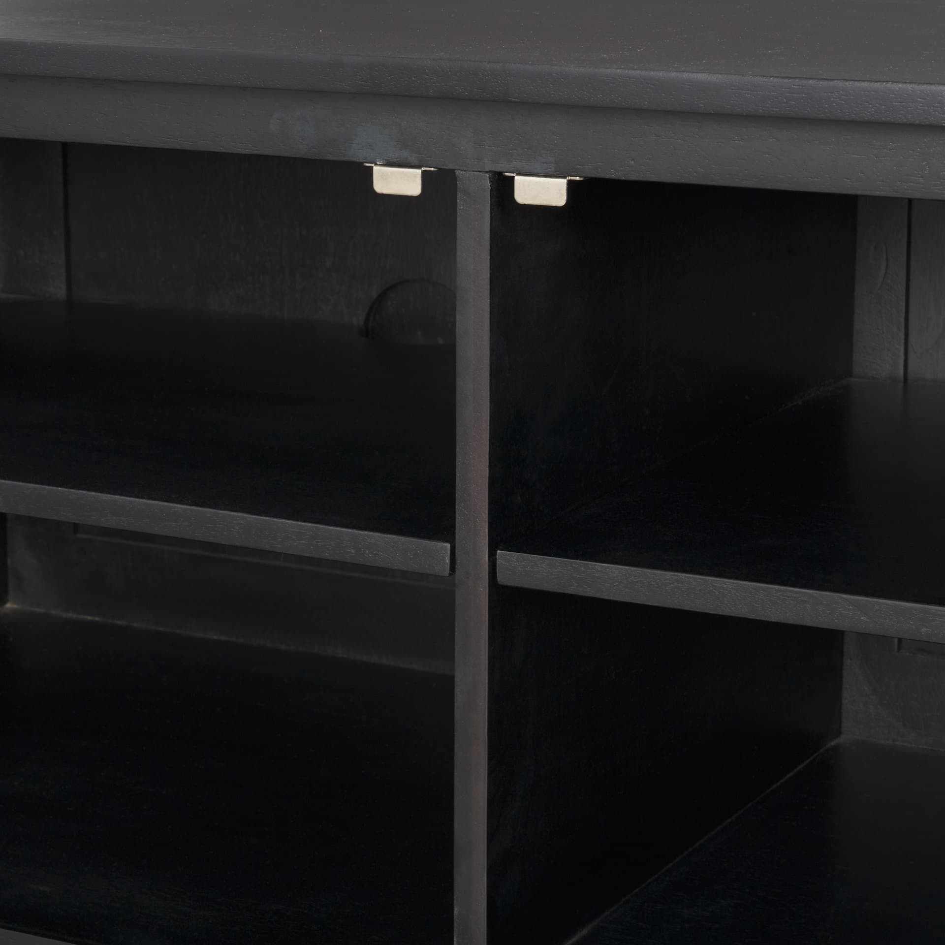 Grier 65" Black Solid Wood W/ Black Cane Media Console — product photograph