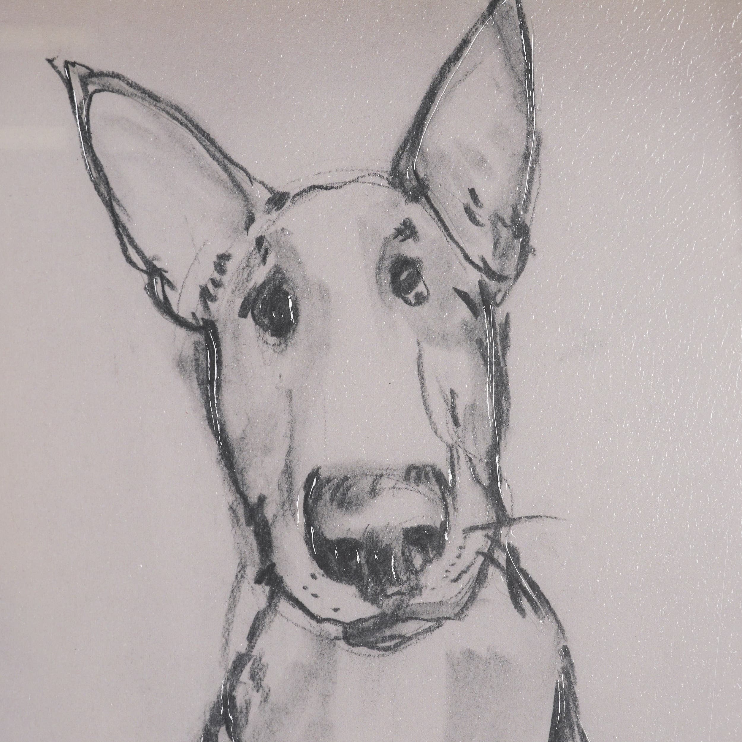 English Bull Terrier by Mercana Studio Hand-Embellished Framed Artwork Matted under Glass — product photograph