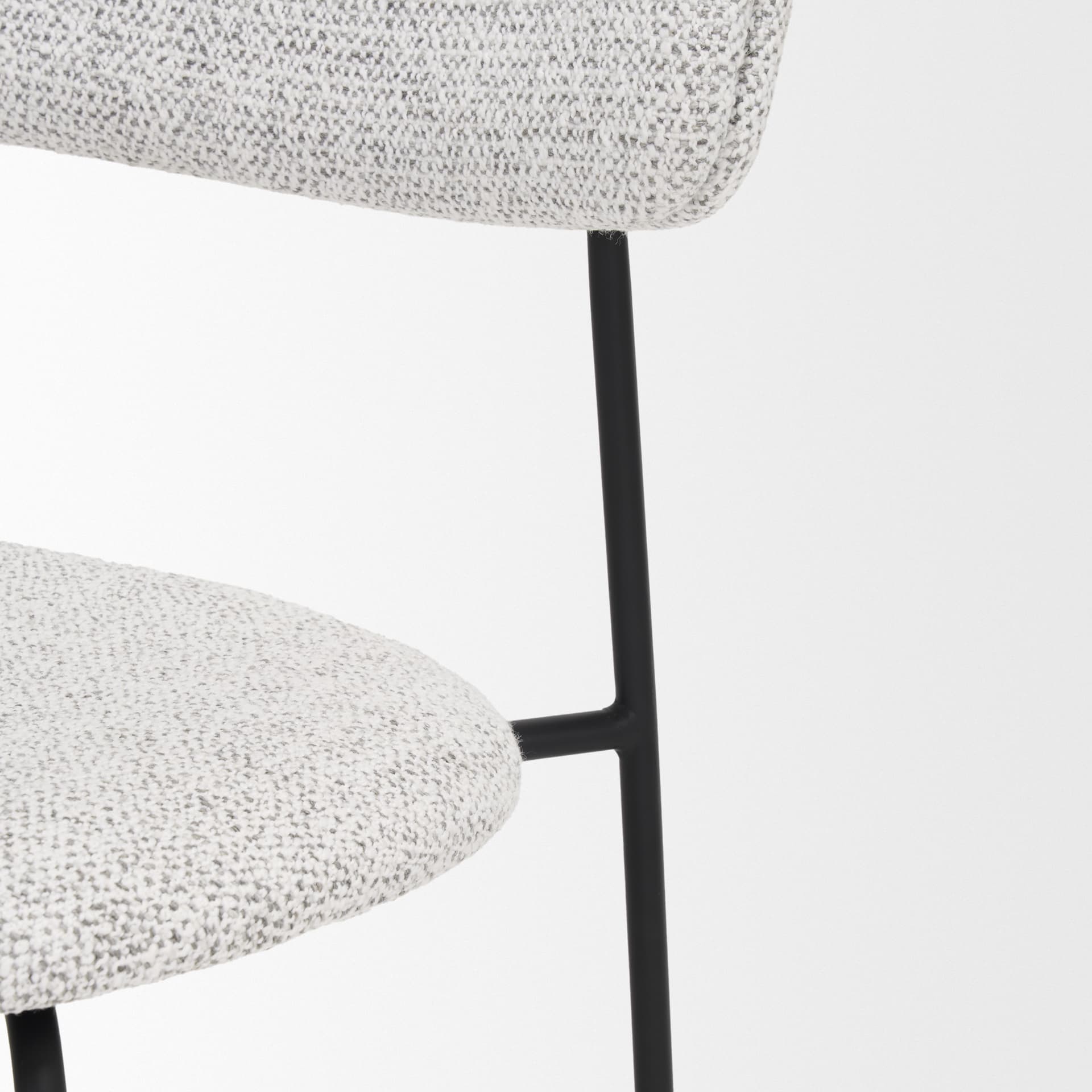 Casey Curved Back Dining Side Chair | Gray Fabric w/ Black Metal — product photograph