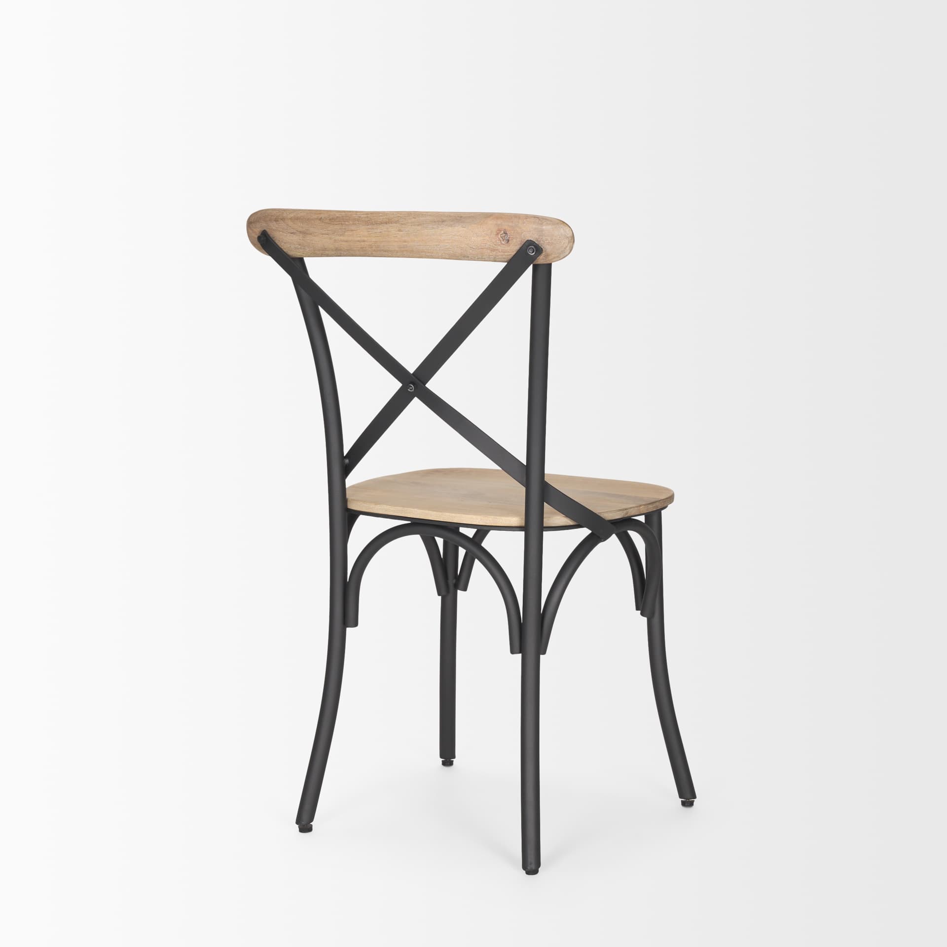 Etienne Cross Back Dining Side Chair | Light Brown Wood w/ Iron — product photograph