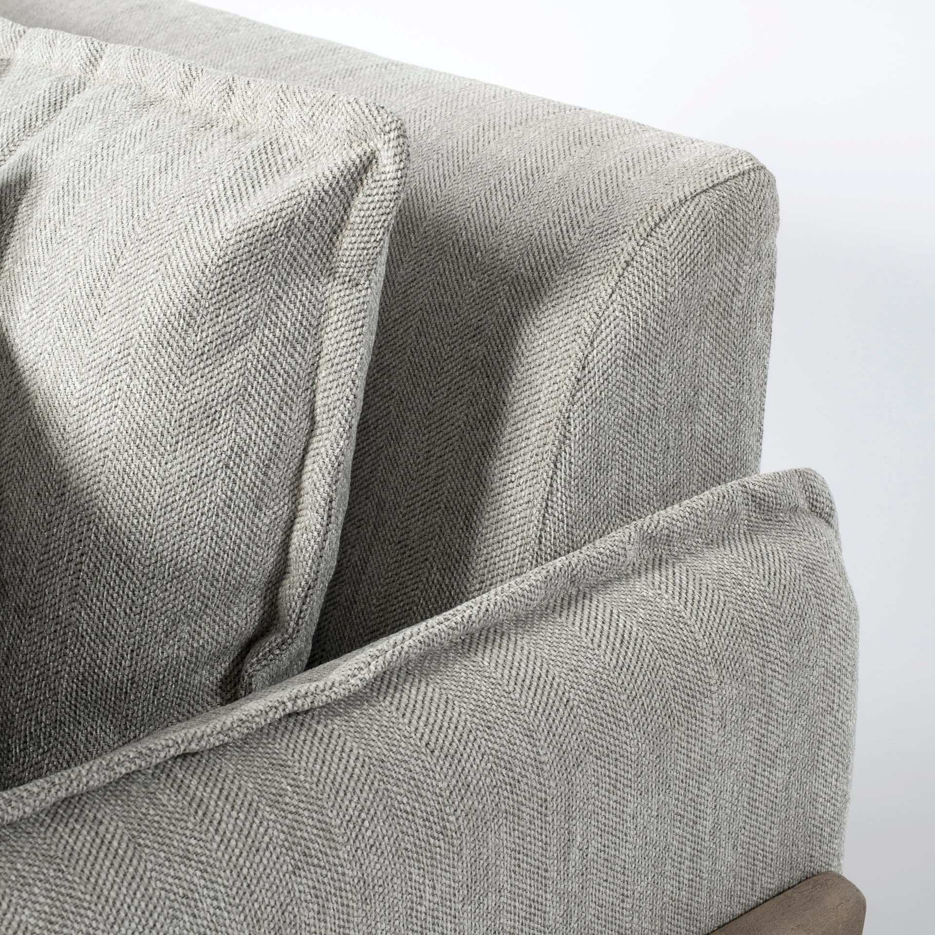 Roy II Frost Gray Upholstered and Brown Wood Frame Arm Chair — product photograph