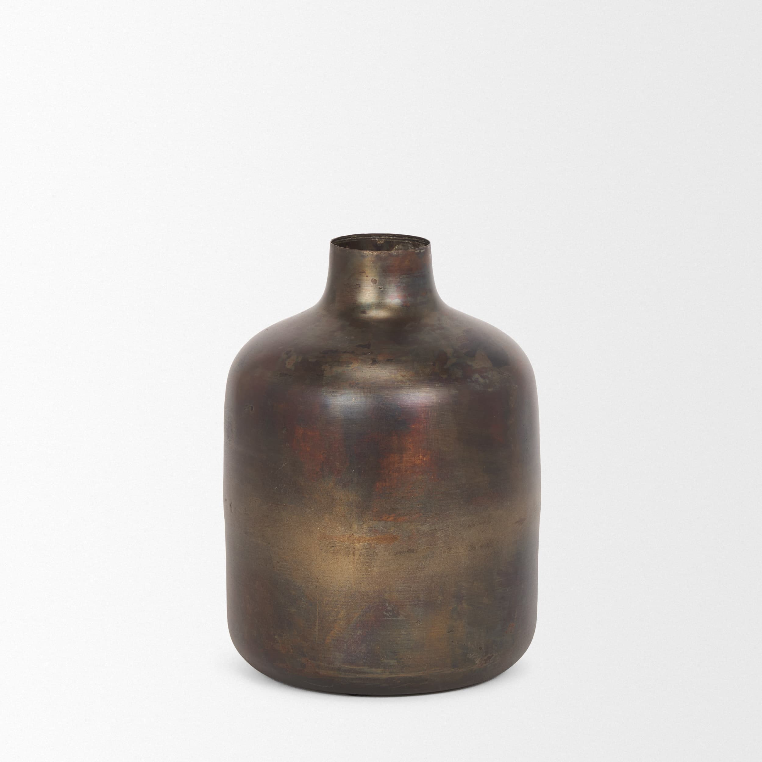 Daya Medium Antiqued Gold Metal Vase — product photograph