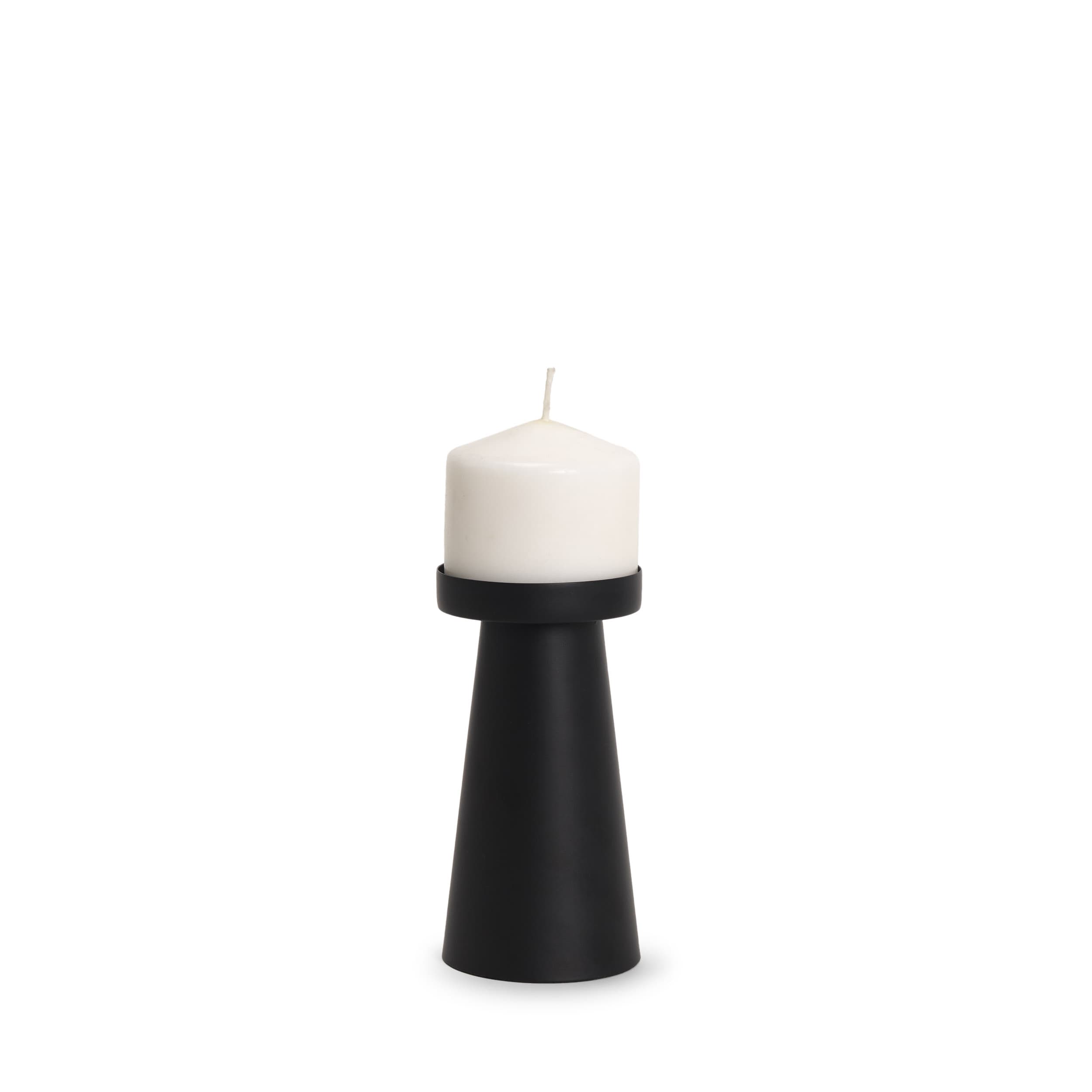 Quadir Short Matte Black Metal Candle Holder — product photograph