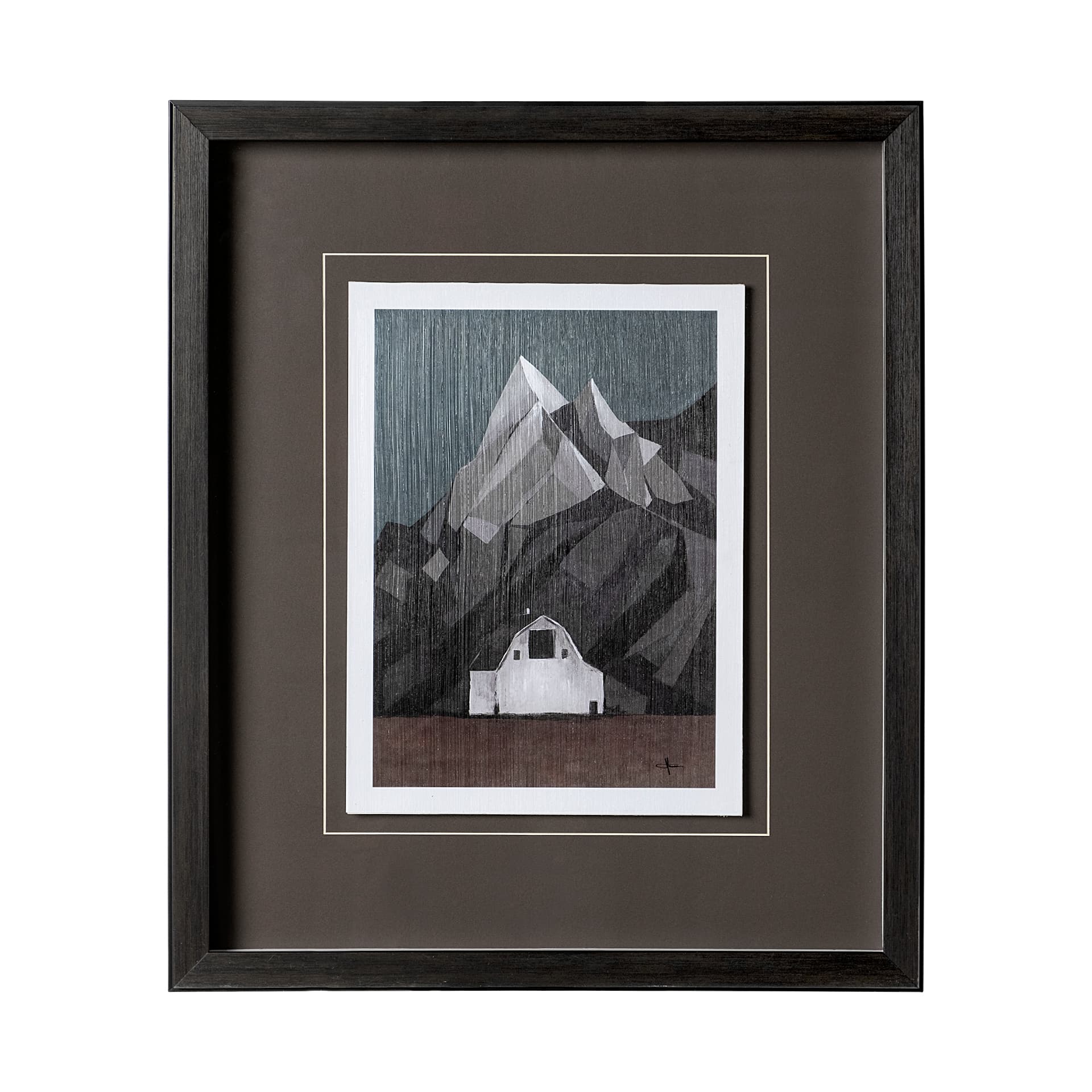 Flatten Barn I by Mercana Studio a Hand Embellished Textured Framed Art Print Matted under Glass — product photograph