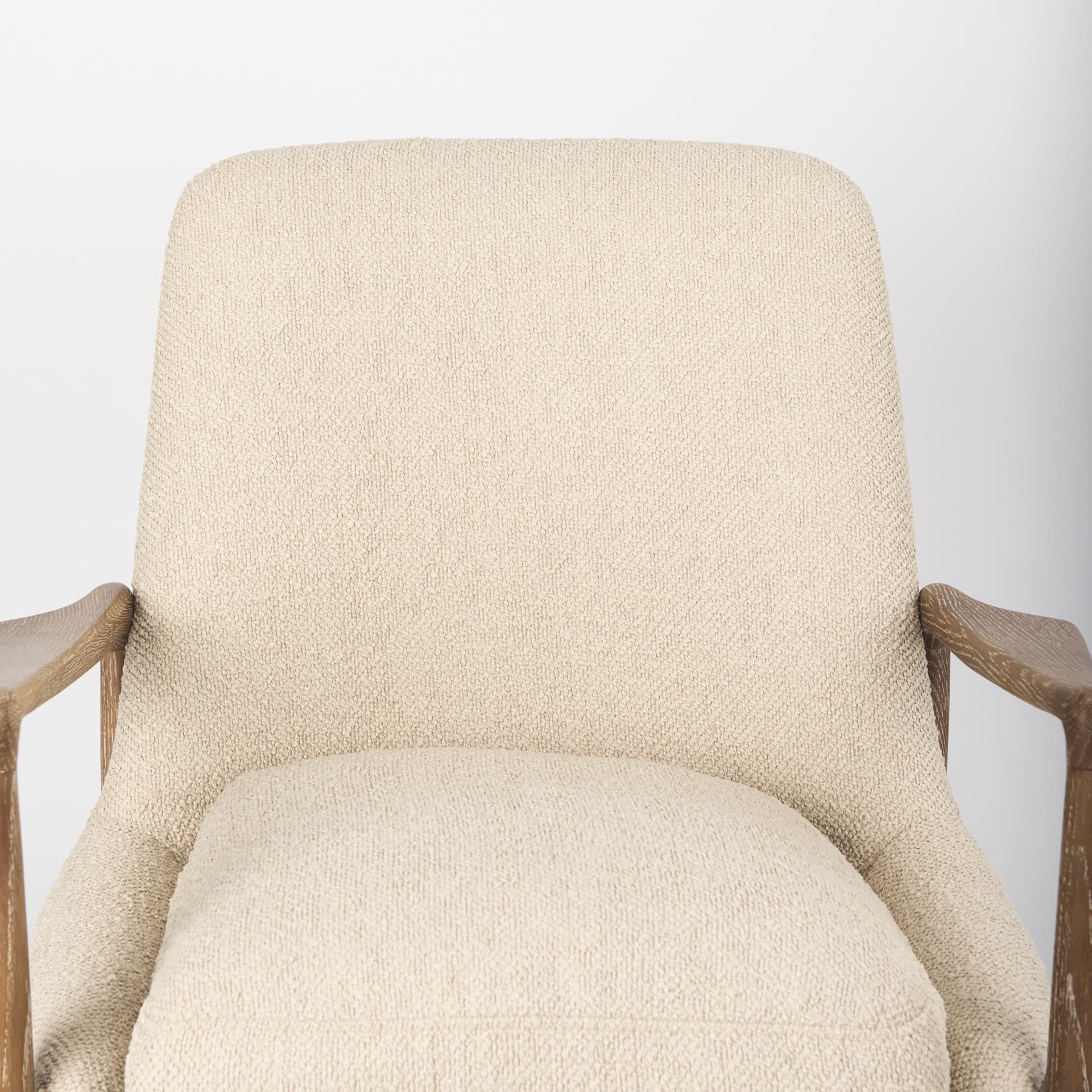 Westan Cream Boucle Fabric W/Light Brown Wood Accent Chair — product photograph