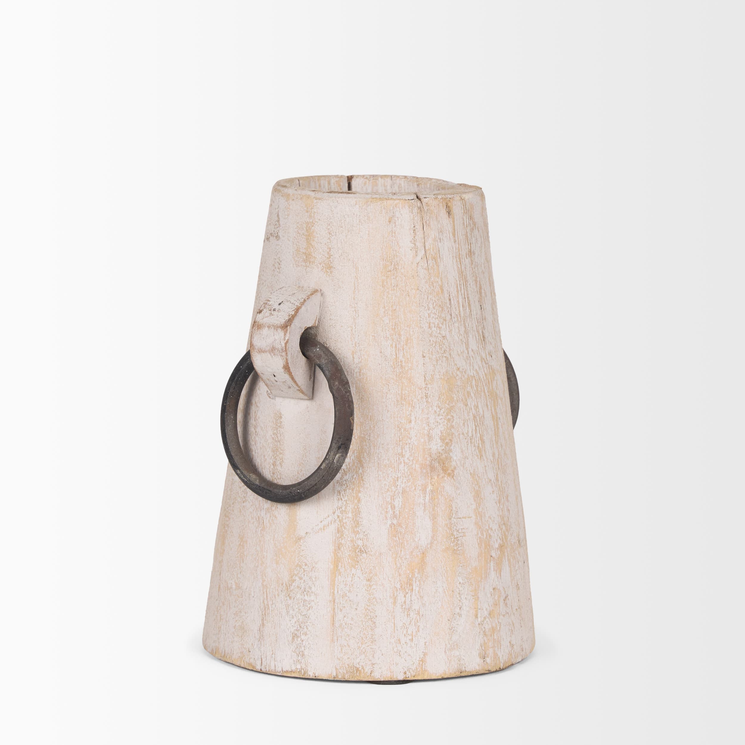 Monique Small Light Brown w/ Handles Wood Pot — product photograph