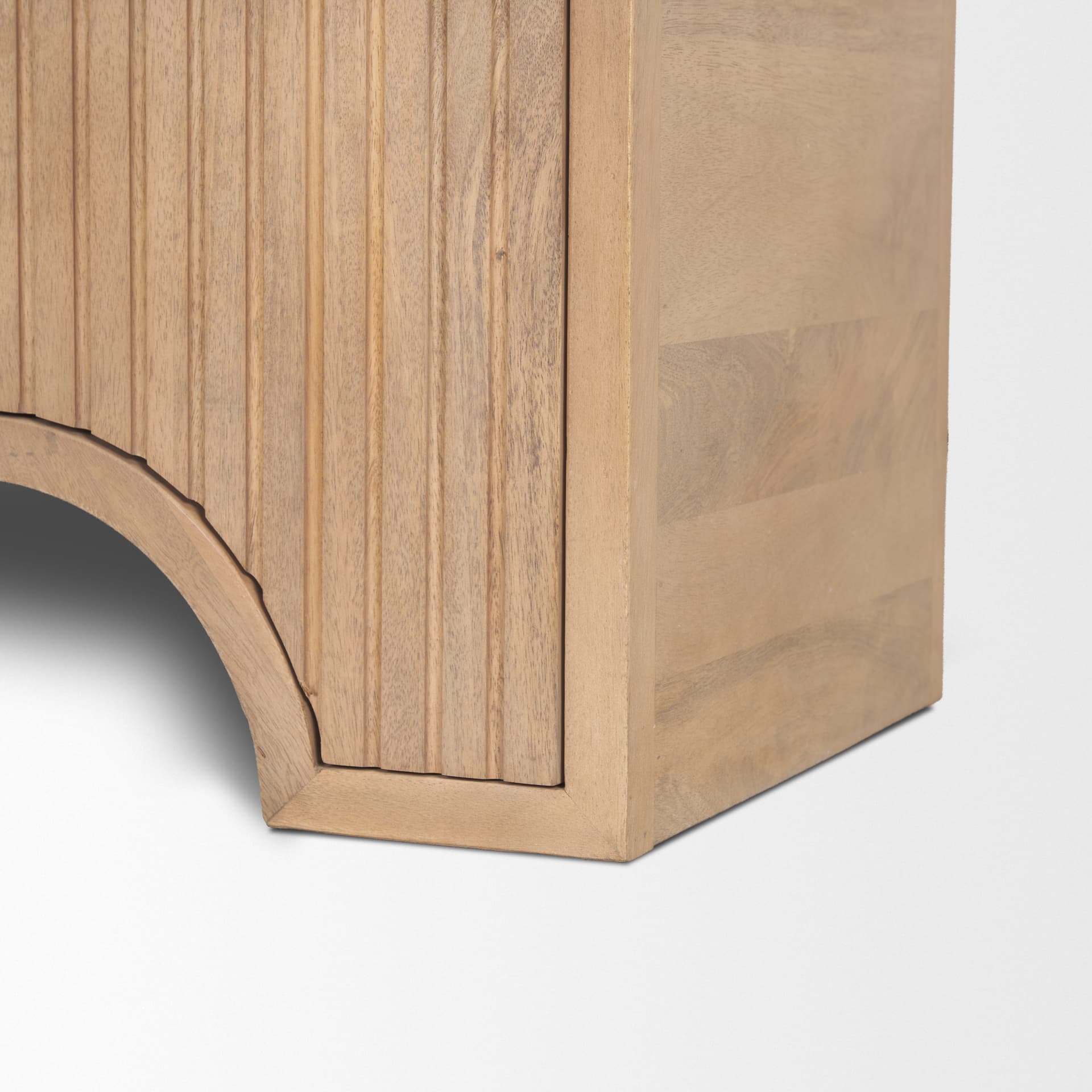 Sorina Reverse Fluted Light Brown Wood Accent Cabinet — product photograph