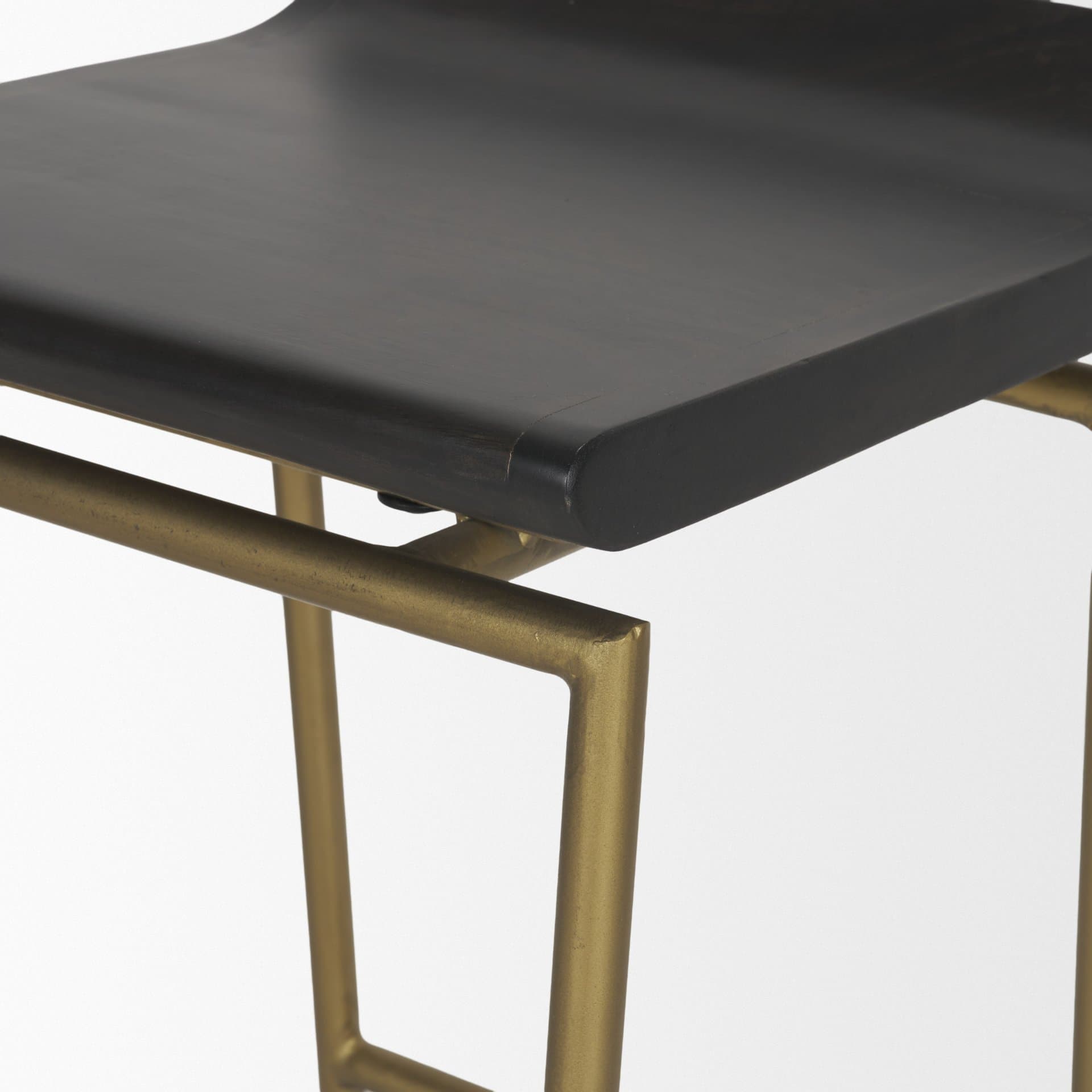 Givens Backless 26in Seat Counter Stool | Brown Wood w/ Gold Metal — product photograph