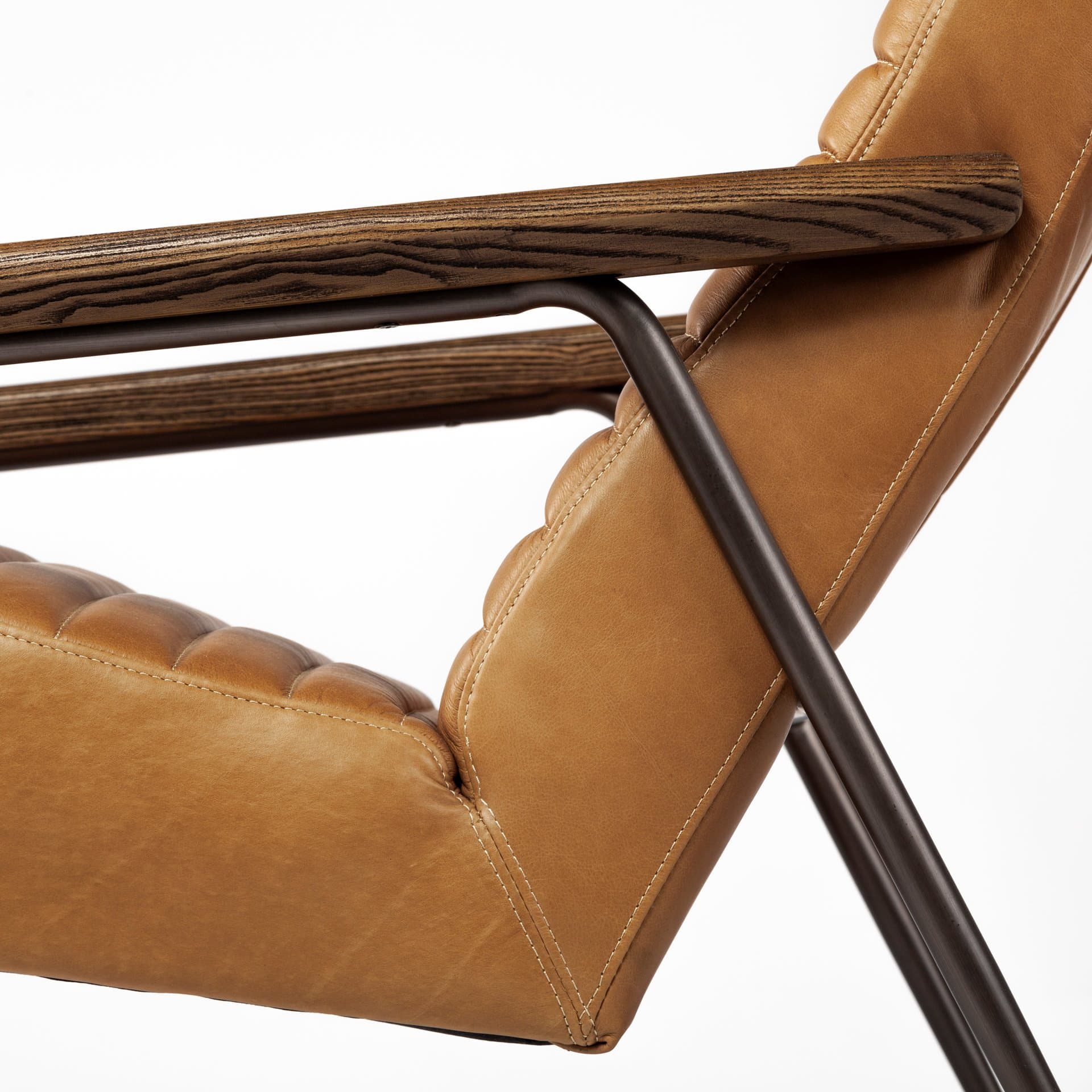 Grosjean Brown Leather Wrap Metal Frame Accent Chair — product photograph