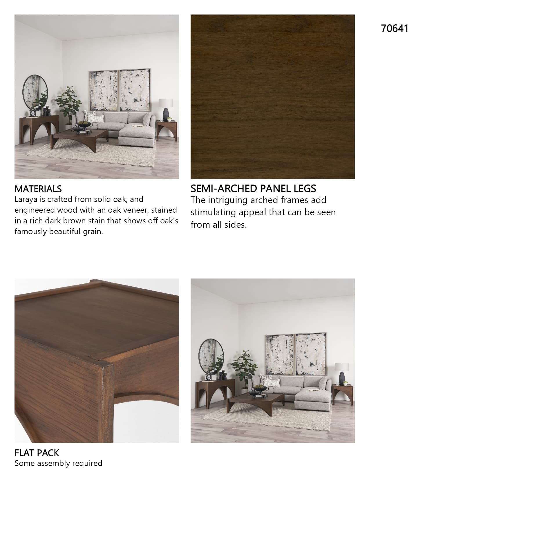 Laraya Medium Brown Wood w/ Arches End Table — in a styled room