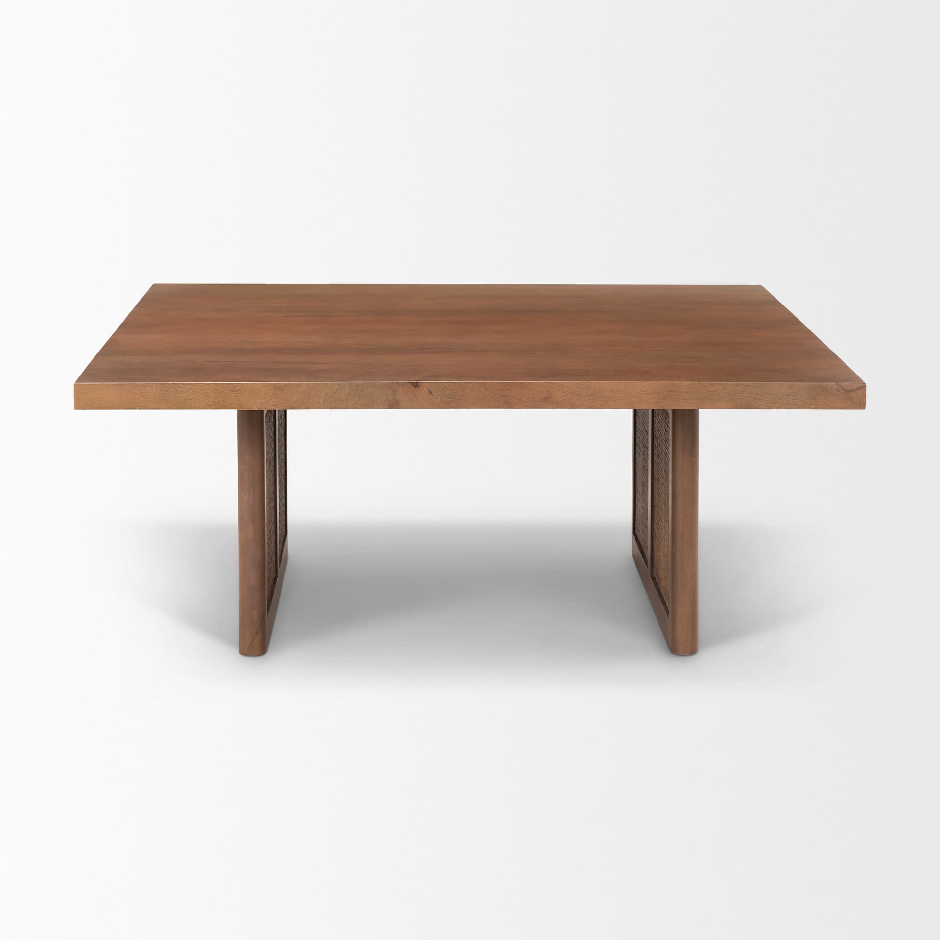 Grier 42" Square Medium Brown Solid Wood w/ Cane Coffee Table — product photograph