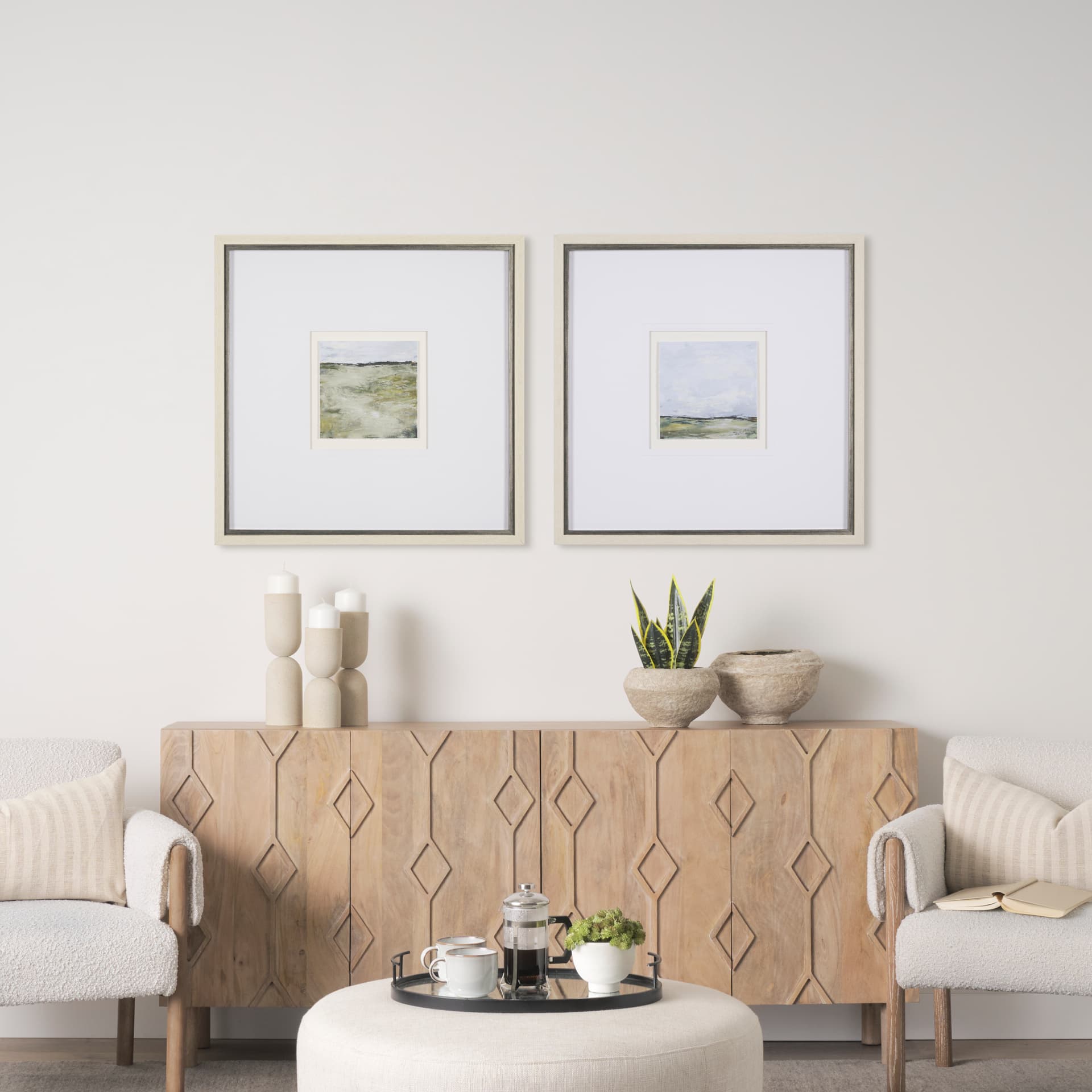 Springs Coming I by Mercana Studio a Hand Embellished Textured Framed Art Print Matted under Glass — in a styled room