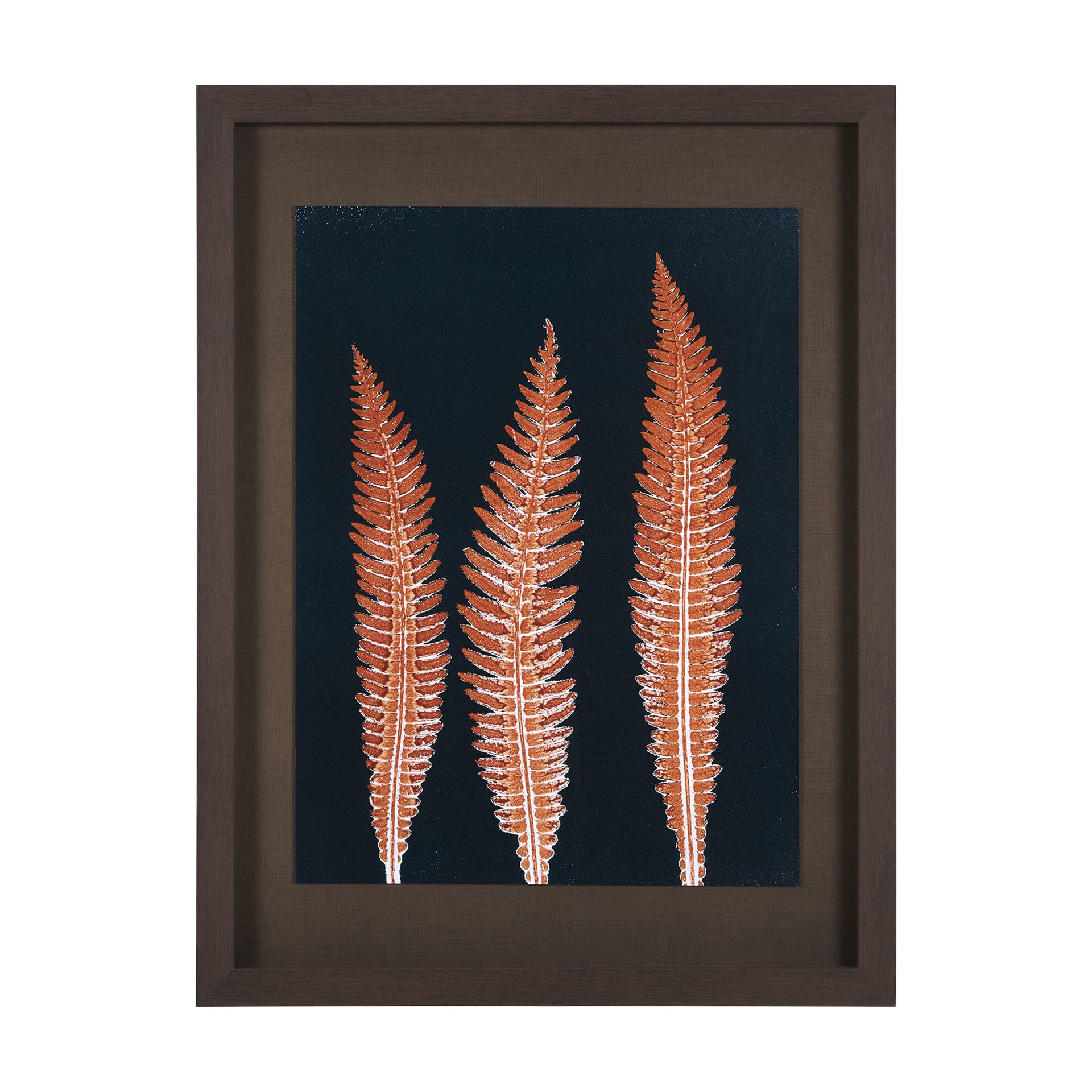 Indigo Fern 4 by Mary Margaret Briggs Hand Embellished Textured Framed Art Print Matted under Glass — product photograph