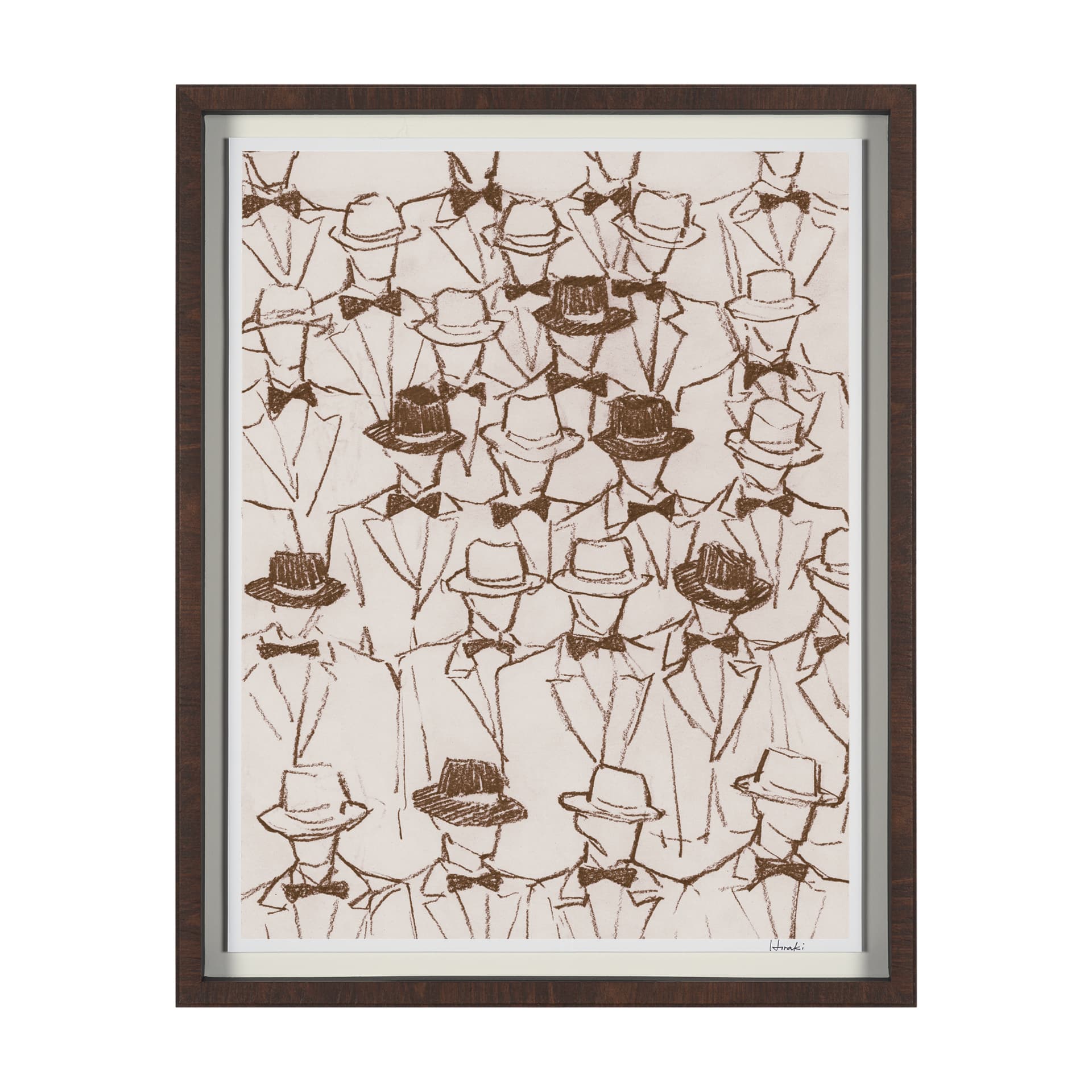Hats & Bow Ties by Mercana Studio Hand-Embellished Framed Artwork Matted under Glass — product photograph