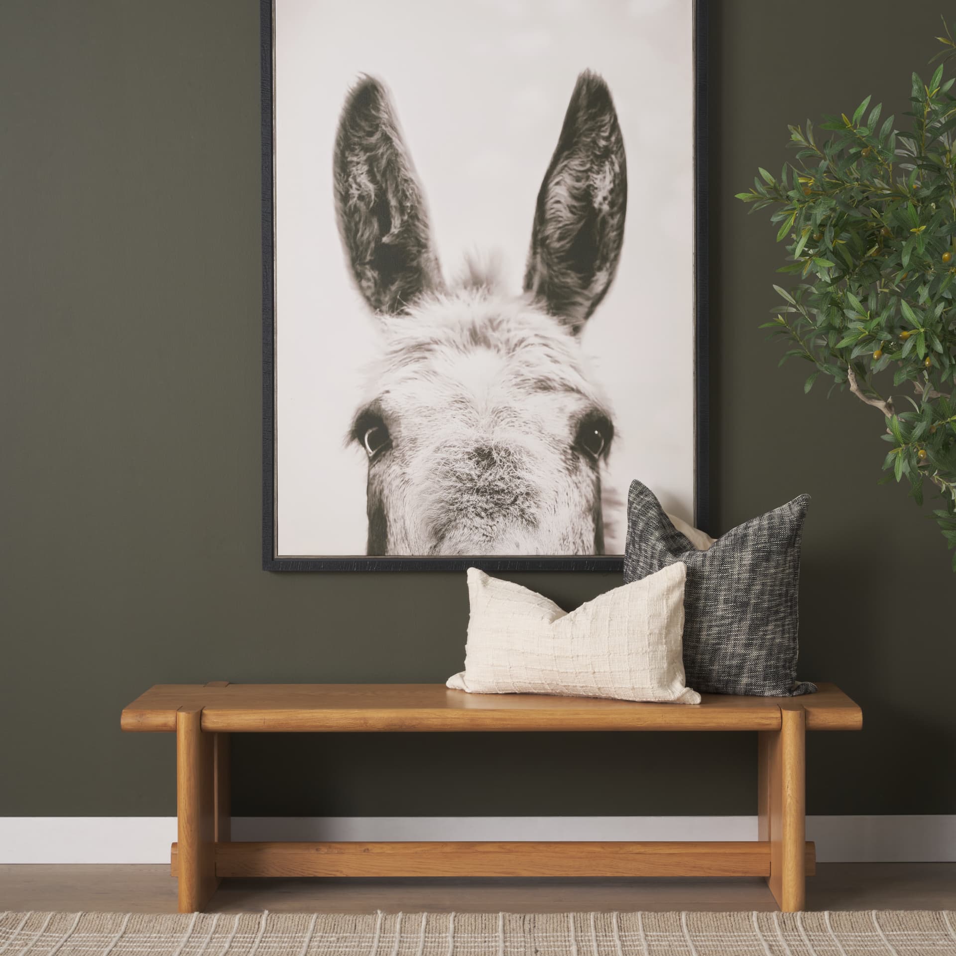 Jalia 20x20 Cream and Black Cotton Decorative Square Pillow Cover — product photograph
