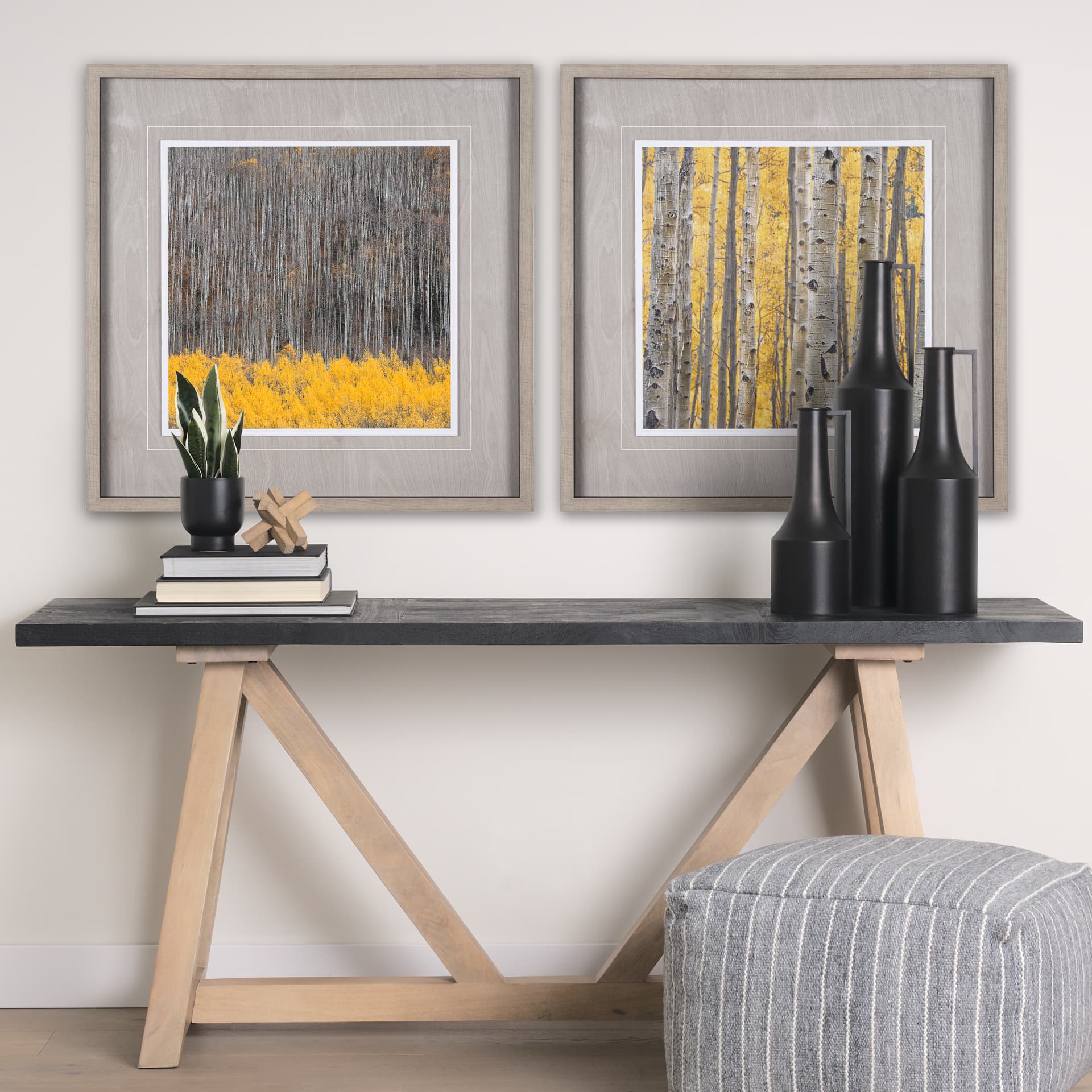 Aspen Trees 3 by Jamie Cook a Hand Embelished Textured Framed Photo Art Print Matted under Glass — product photograph