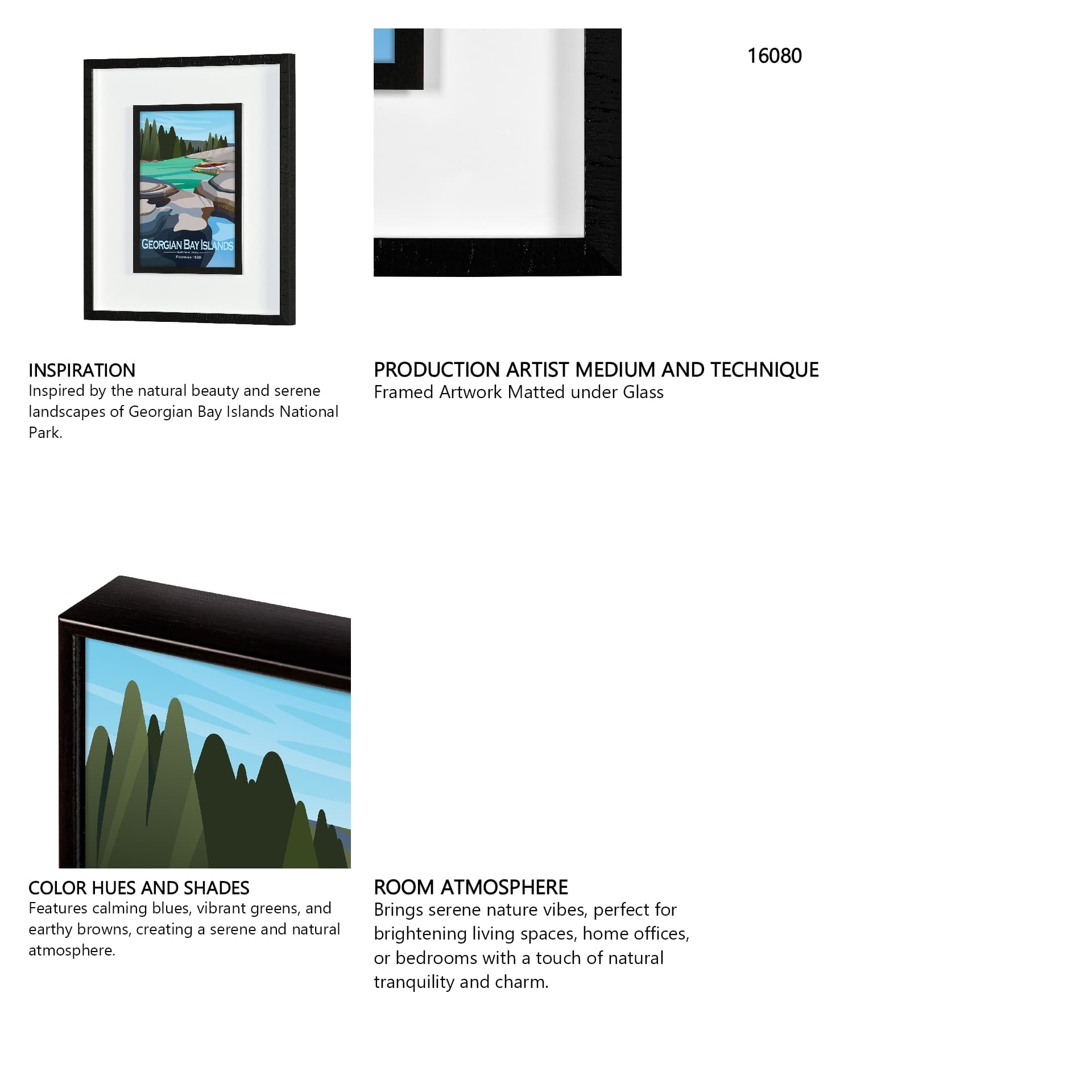 Georgian Bay Islands GO by Mercana Studio Framed Artwork Matted under Glass — in a styled room