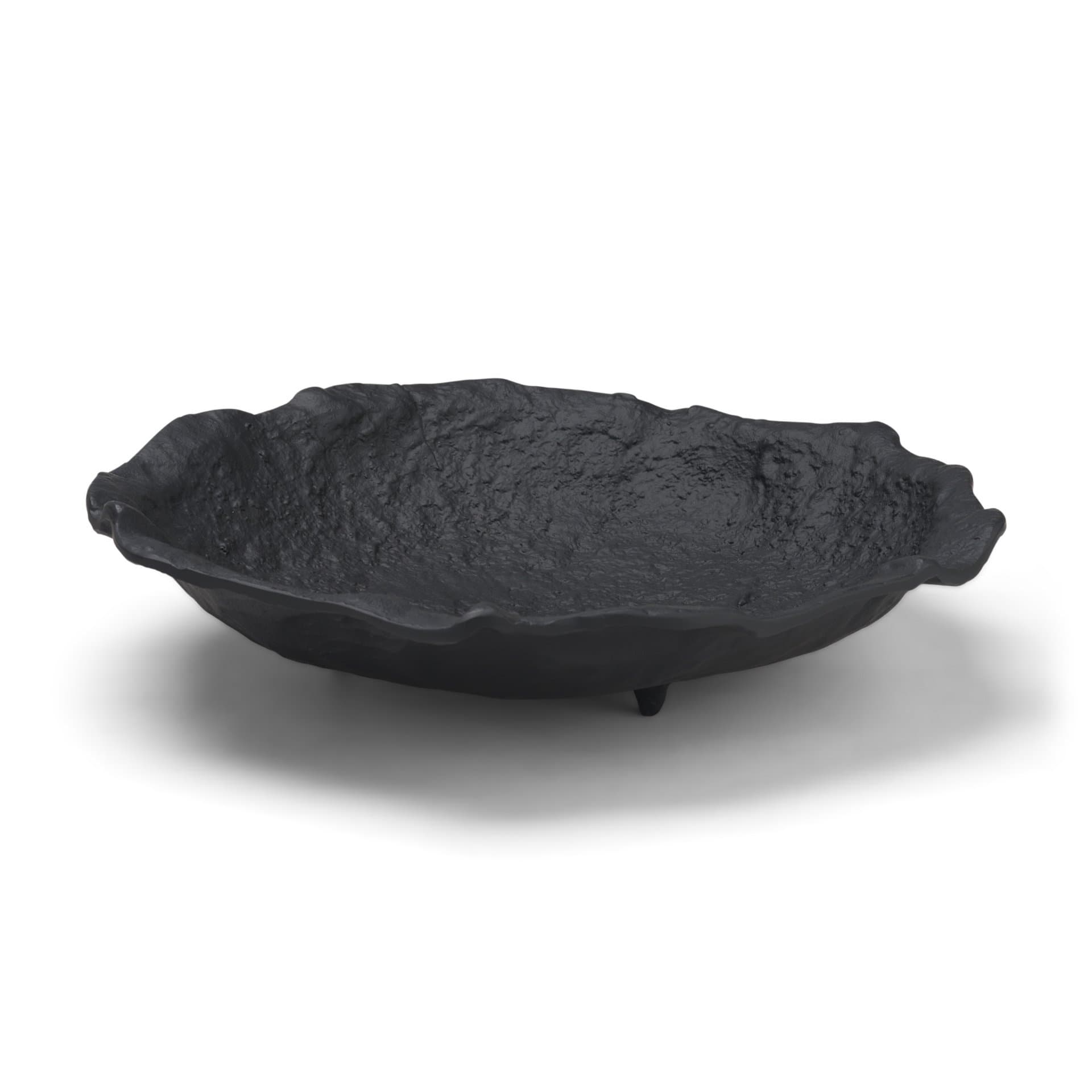 Verdant Large Matte Black Metal Decorative Centerpiece Bowl — product photograph