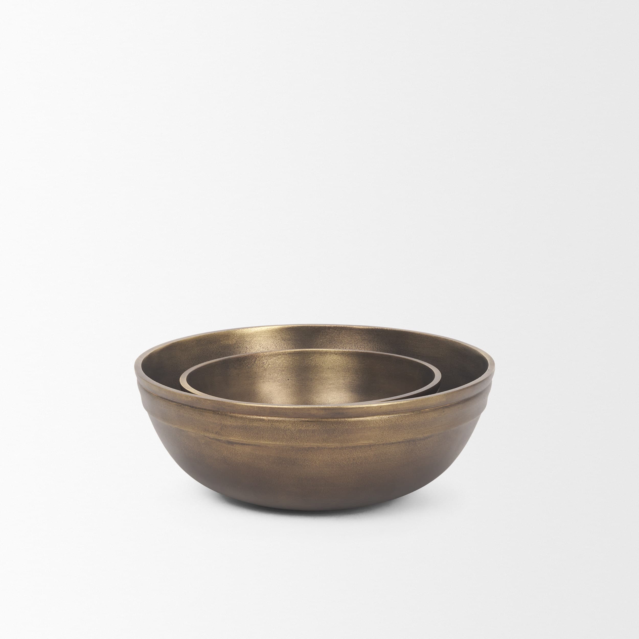 Tomiko Decorative Brass Finished Cast Aluminum Round Bowls — product photograph