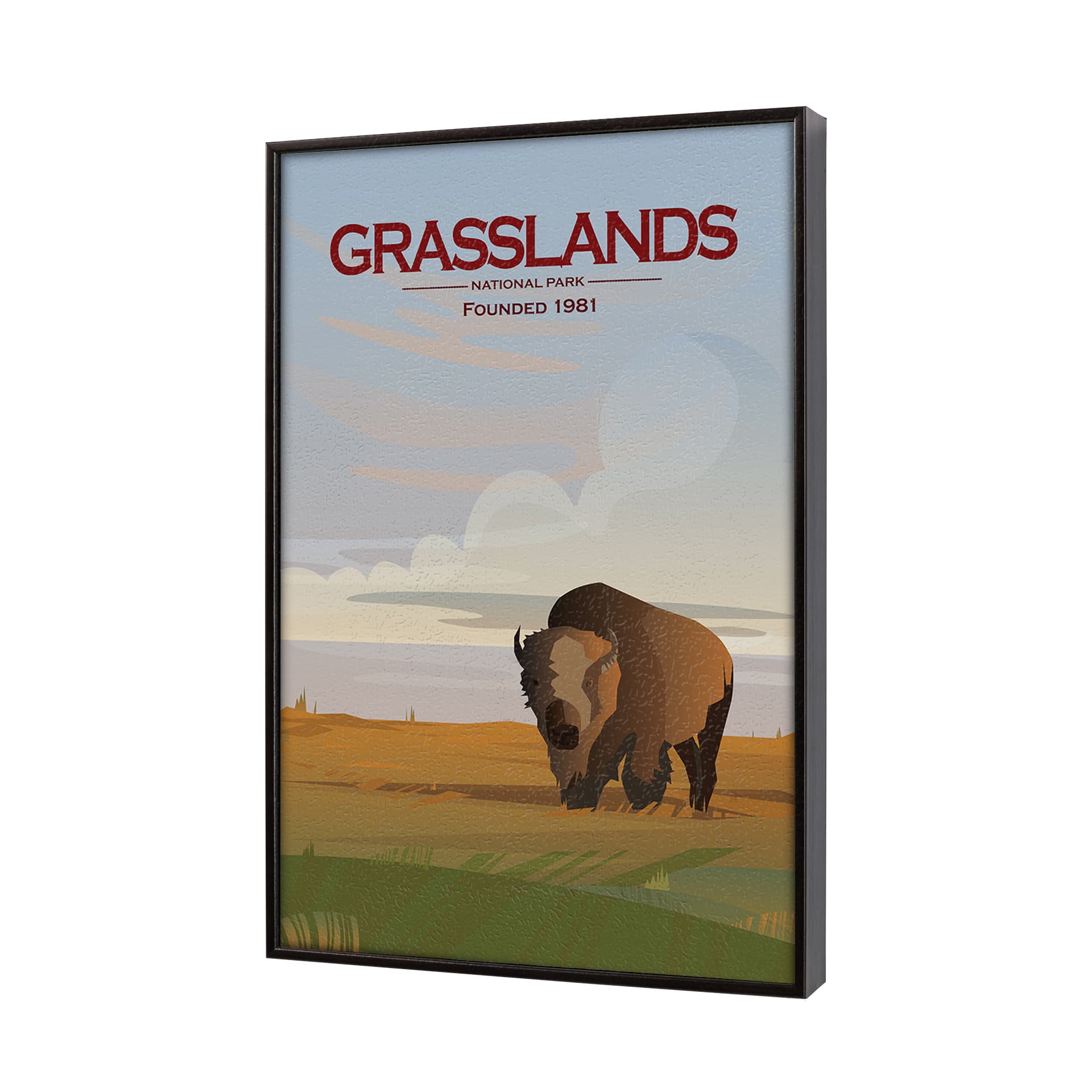 Grasslands GO (SM) by Mercana Studio a Hand Embellished Decograph Framed Art Print — product photograph