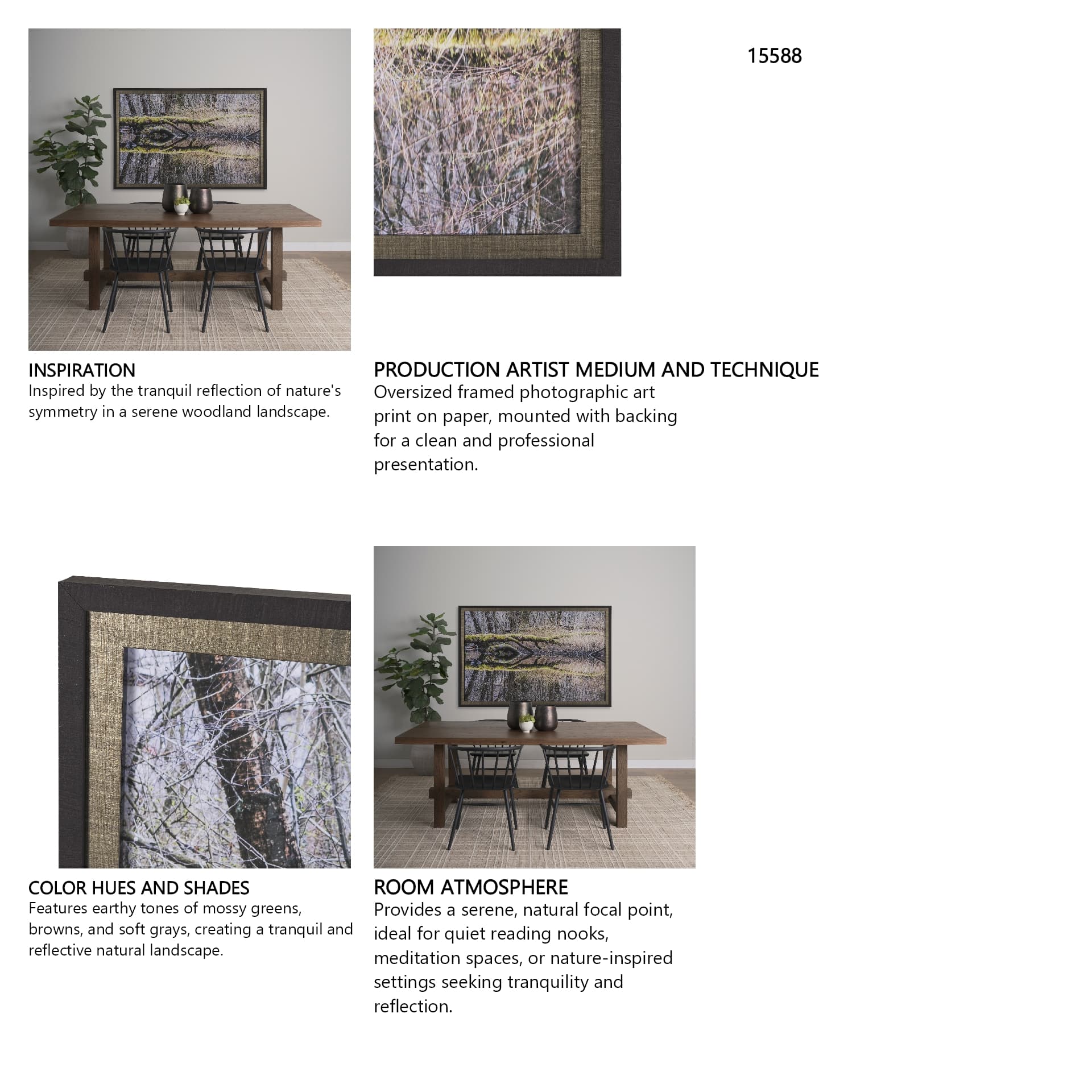 Branchscape Moss - Reflect by Mikael Svensson a Framed Photo Art Print Matted under Glass — in a styled room