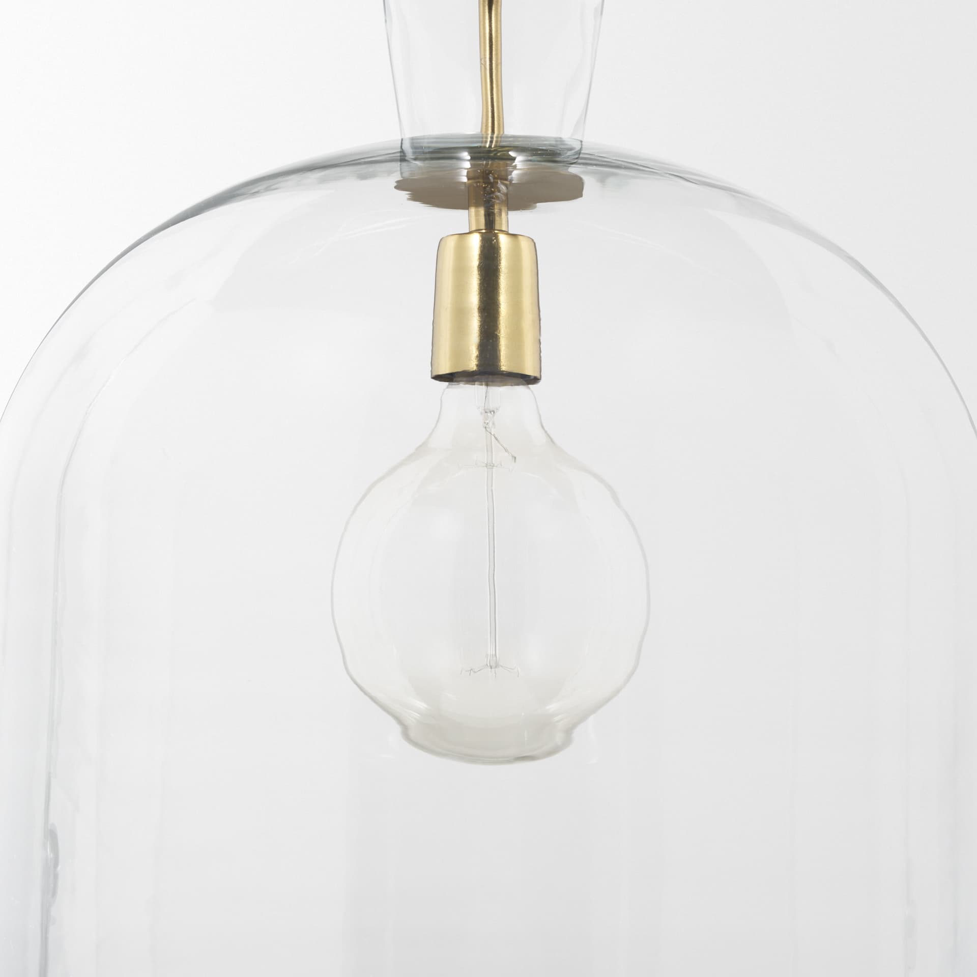 Sadah Large Clear Blown Glass w/ Gold Metal Pendant Light — product photograph