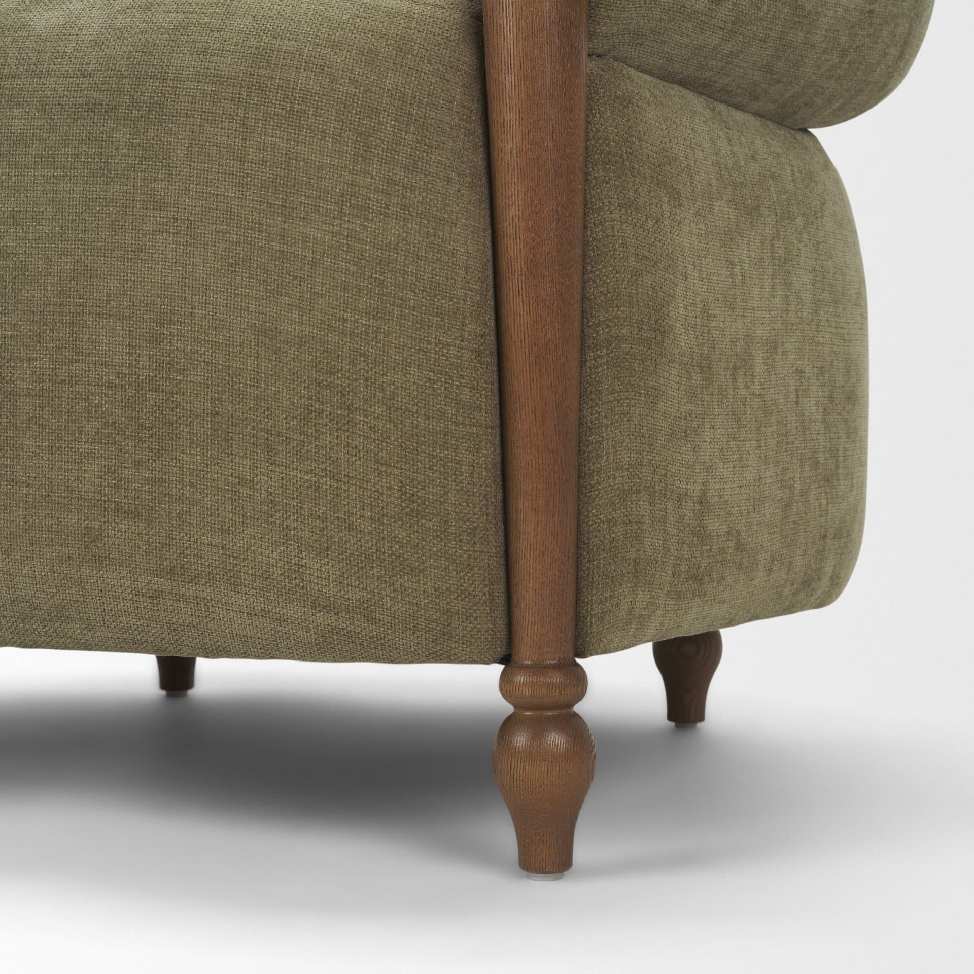 Margaux Olive Fabric Open Back Barrel Accent Chair — product photograph