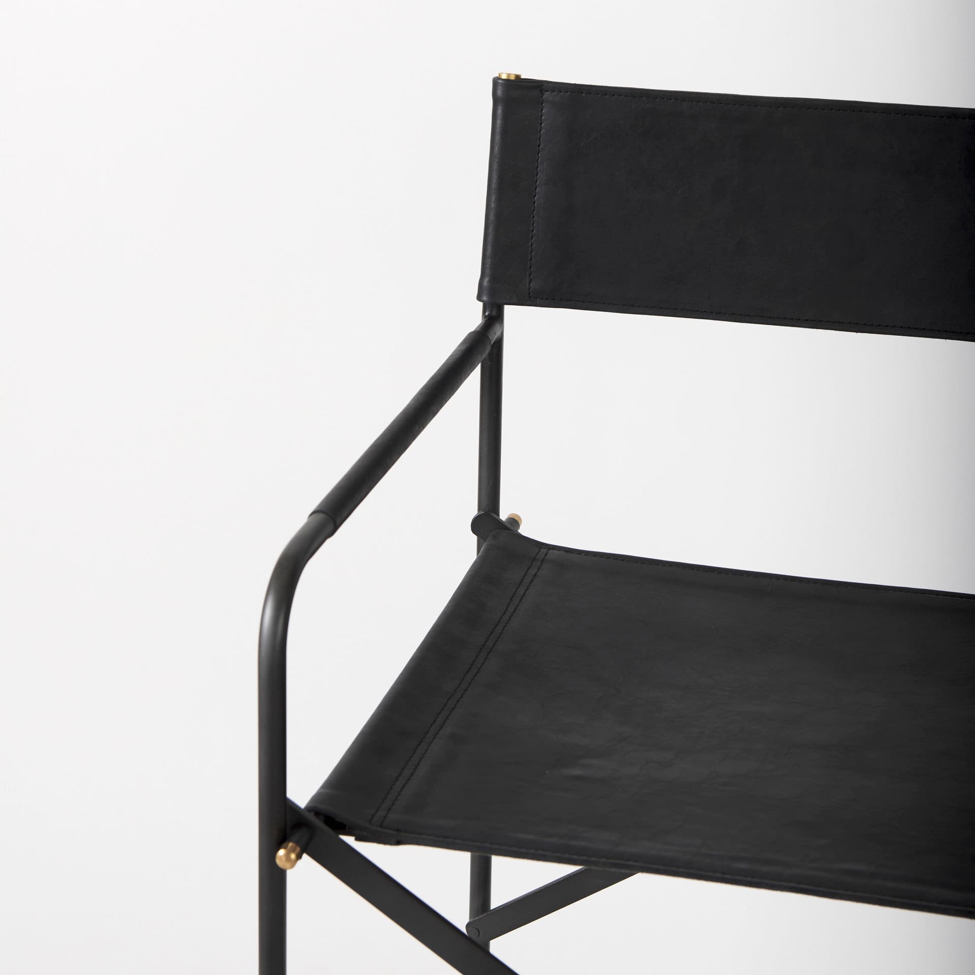 Direttore Backless 40.2in Seat Bar Stool | Black Leather w/ Black Iron — product photograph
