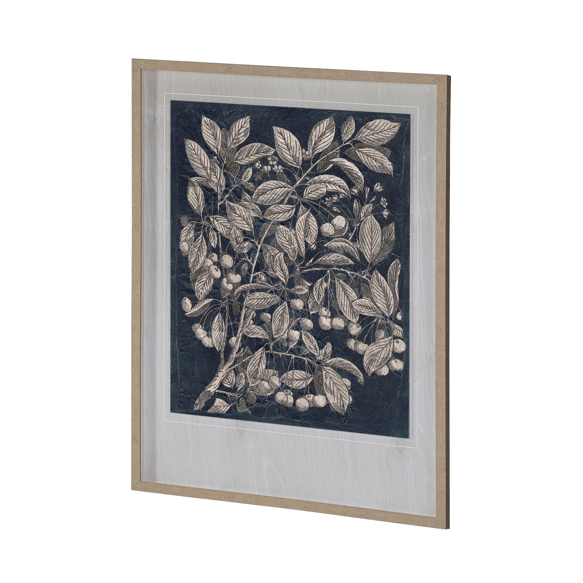 Vintage Fruit & Floral III by Megan Meagher Hand Embellished Framed Art Print Matted under Glass — product photograph