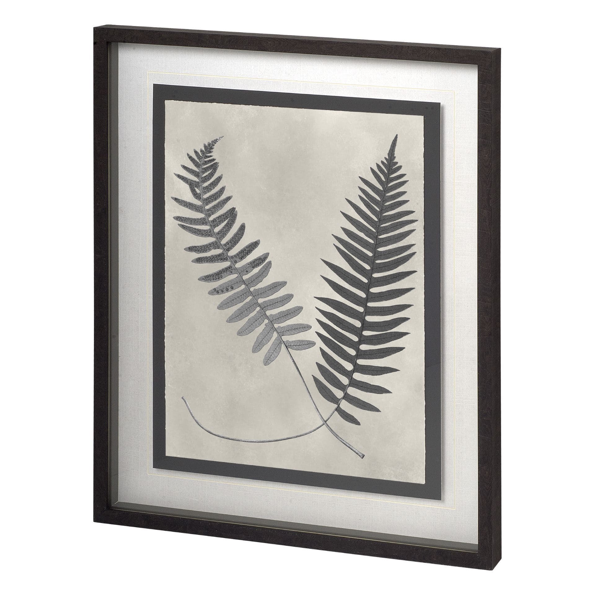 Vintage Fern Study by Mercana Studio a Hand Embellished Textured Framed Art Print Matted under Glass — product photograph