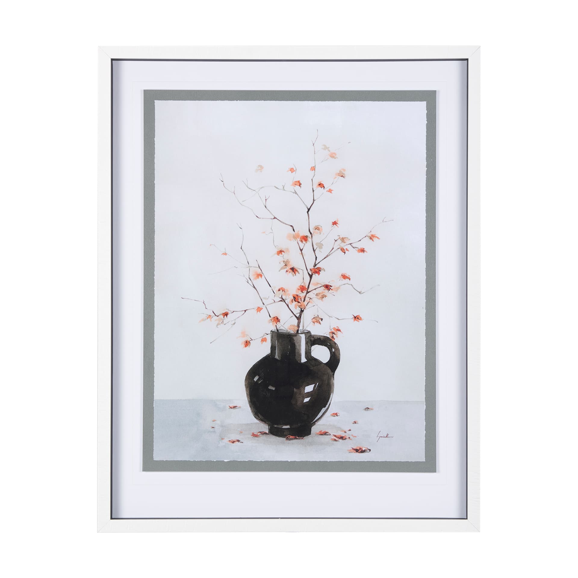 Autumn Branches II by Mercana Studio a Hand Embellished Textured Framed Art Print Matted under Glass — product photograph