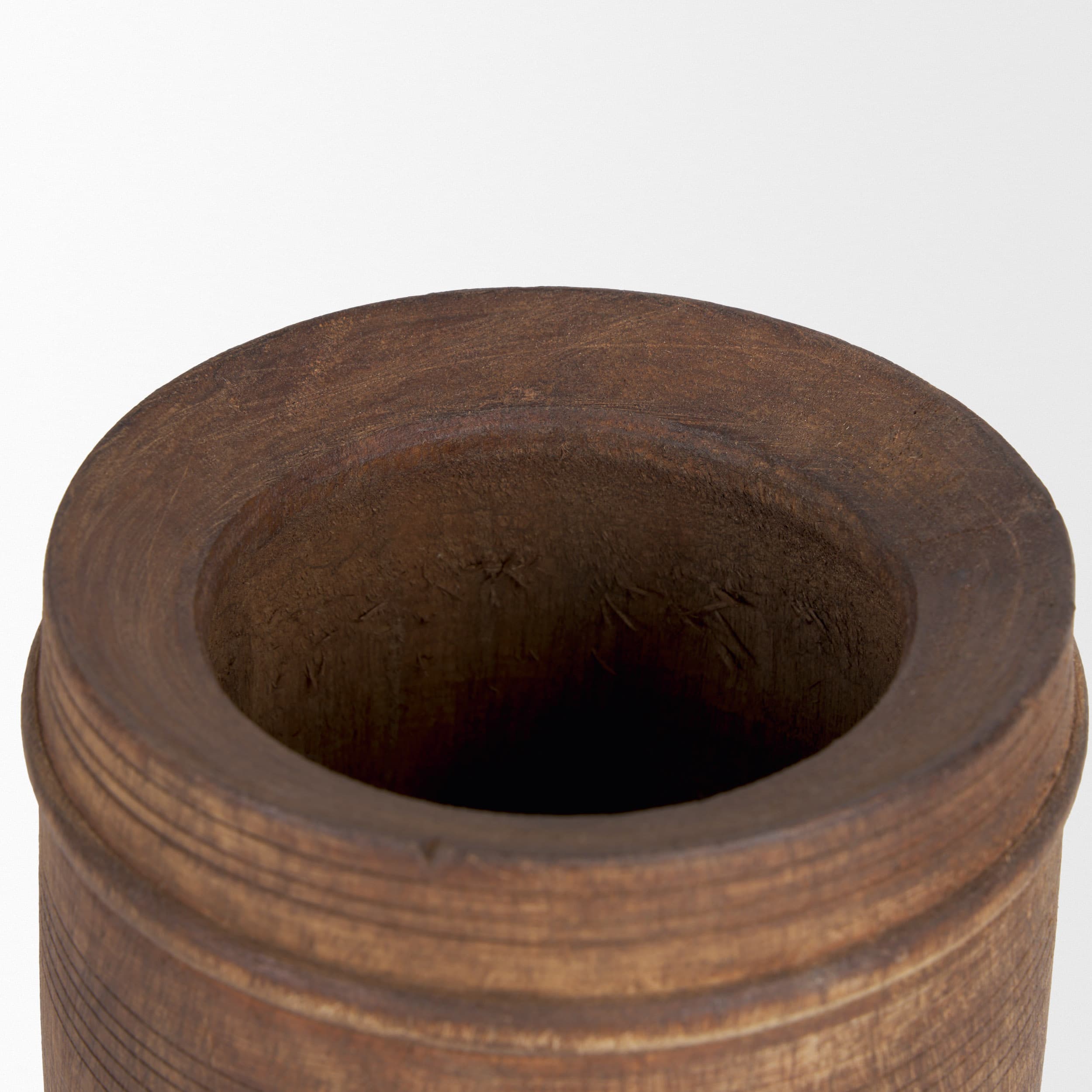 Porta Small Medium Brown Reclaimed Wooden Pot — product photograph