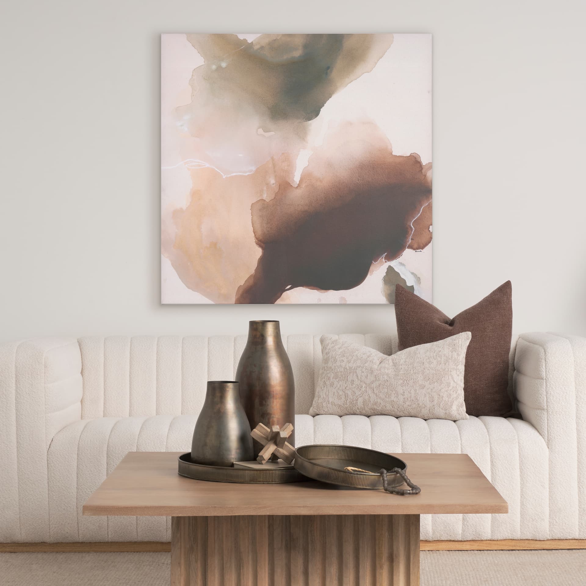 Restrained Beginnings by Ira Havuka a Hand Embellished Textured Canvas — in a styled room