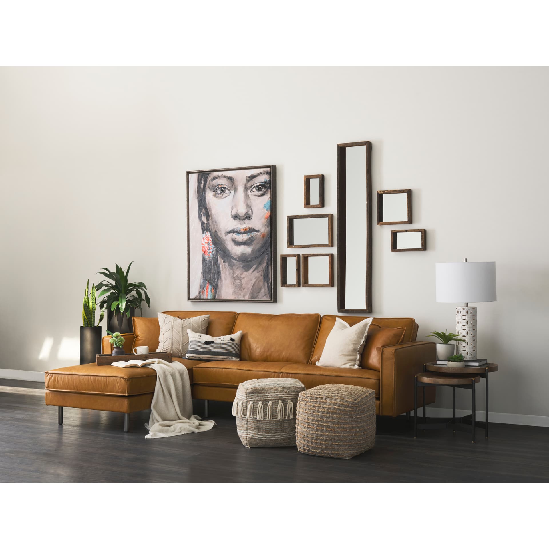Mae 20x20 Beige Fabric Pillow Cover — in a styled room
