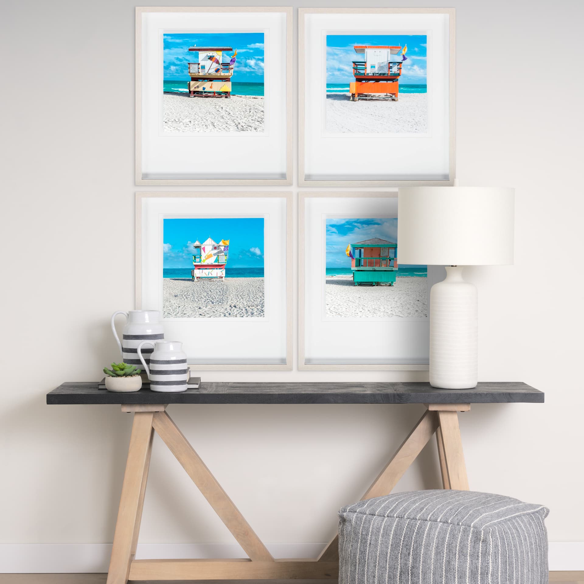 Miami Beach V by Richard Silver a Framed Photo Art Print Matted under Glass — in a styled room