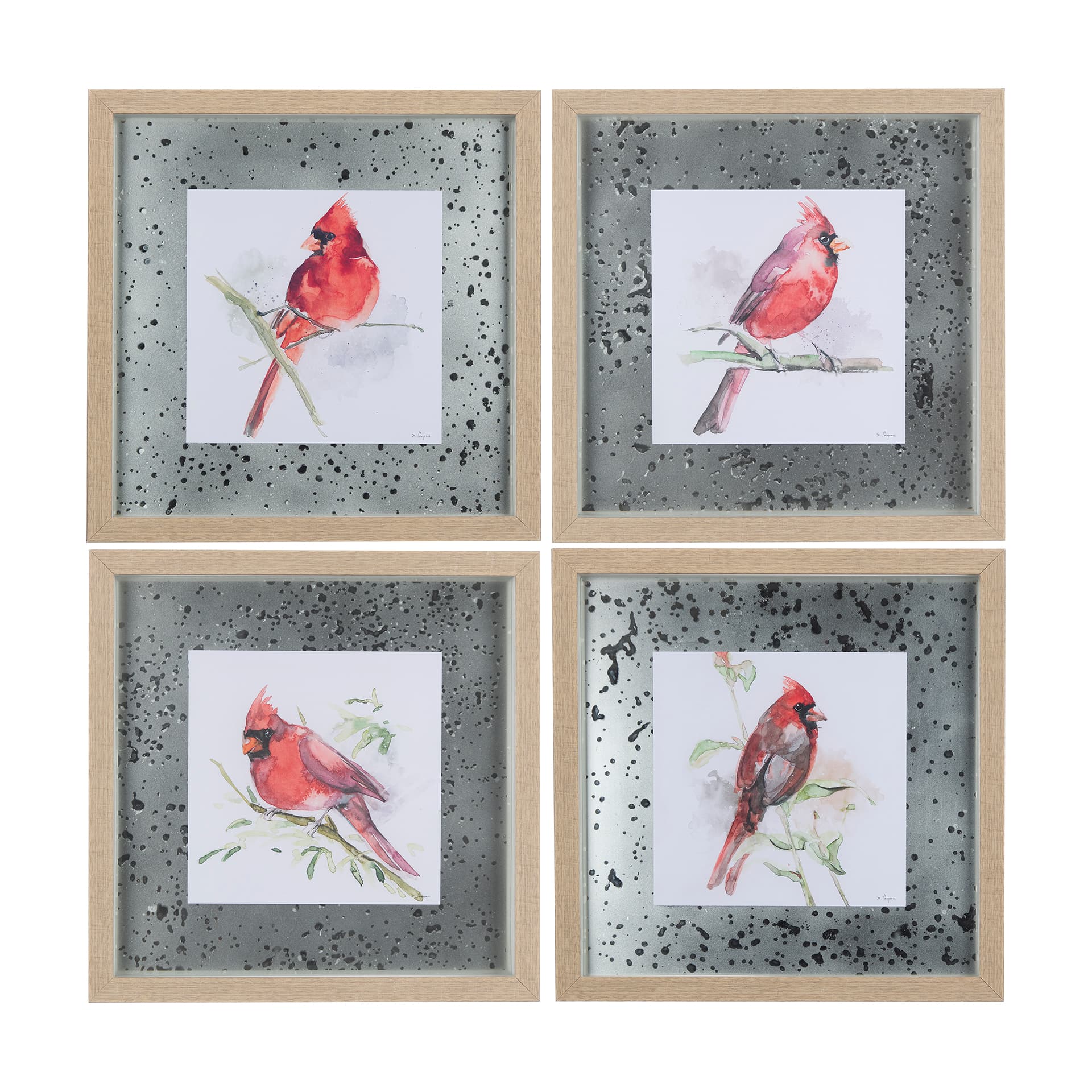 Cardinal II by Mercana Studio a Hand Embellished Textured Framed Art Print Matted under Glass — product photograph