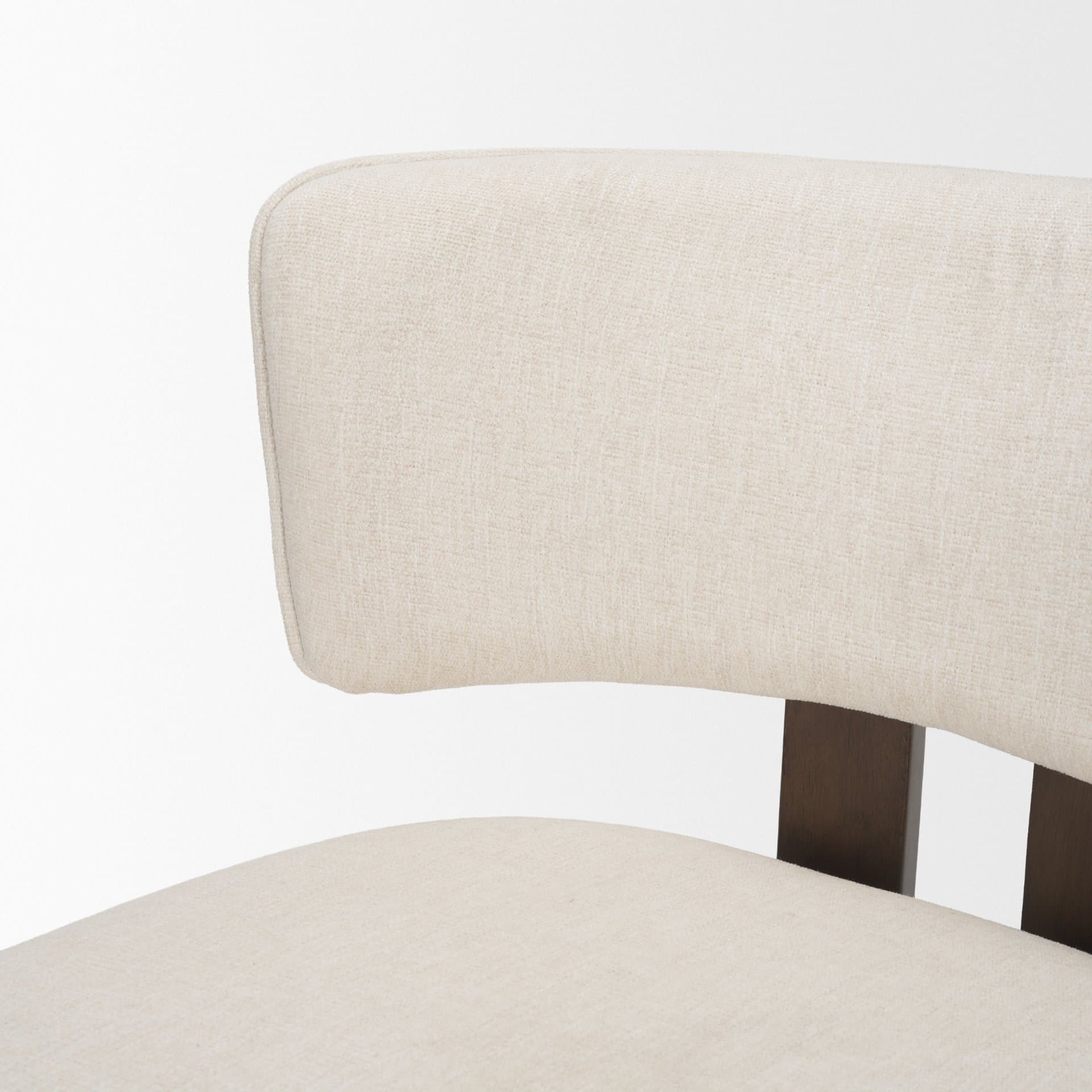 Soho Open Back 35.3in Seat Counter Stool | Cream Fabric w/ Brown Wood — product photograph