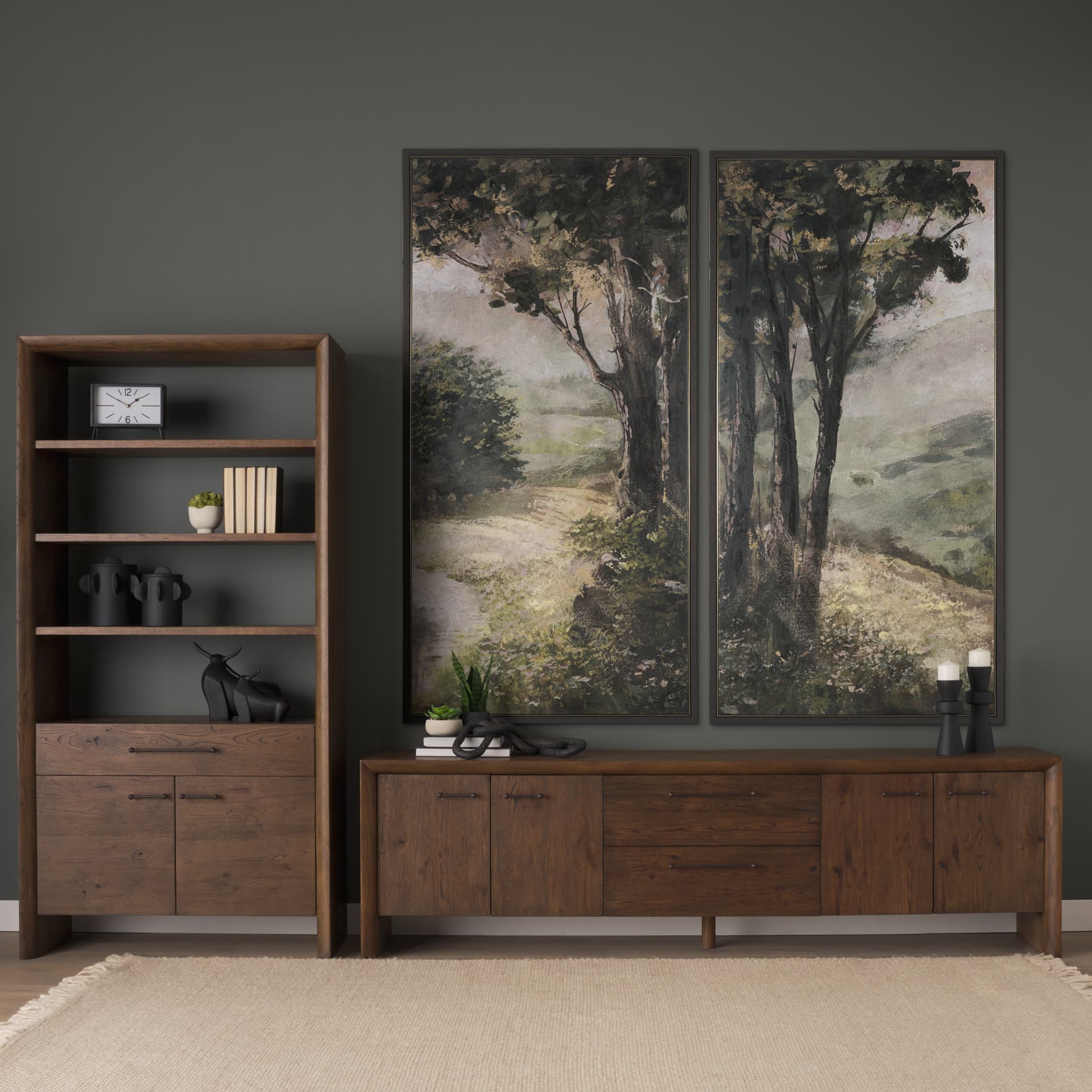 Silent Forest III by Mercana Studio Hand-Embellished Textured Framed Canvas Artwork — in a styled room