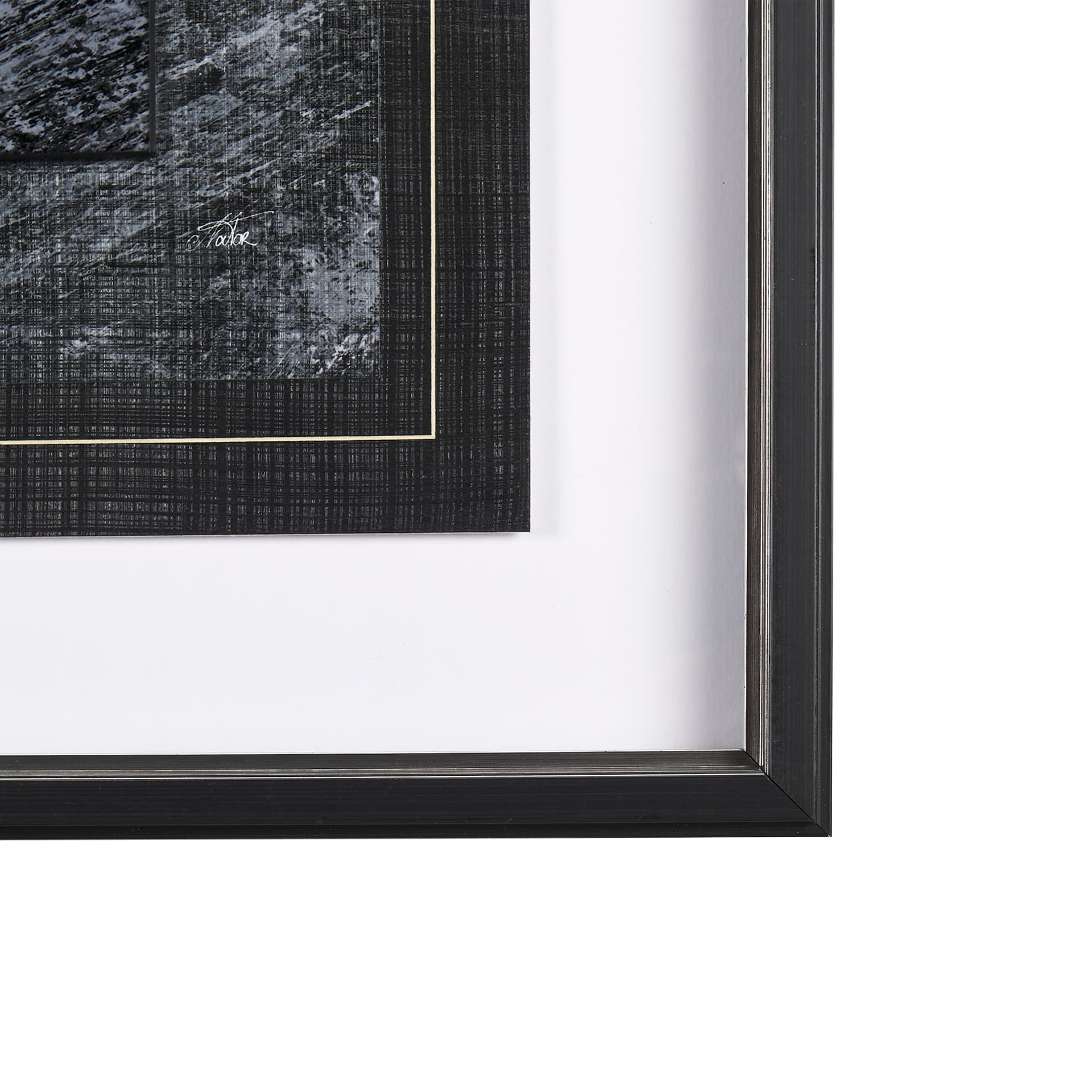 Black Composition II by Mercana Studio Hand Embellished Textured Framed Art Print Matted under Glass — product photograph
