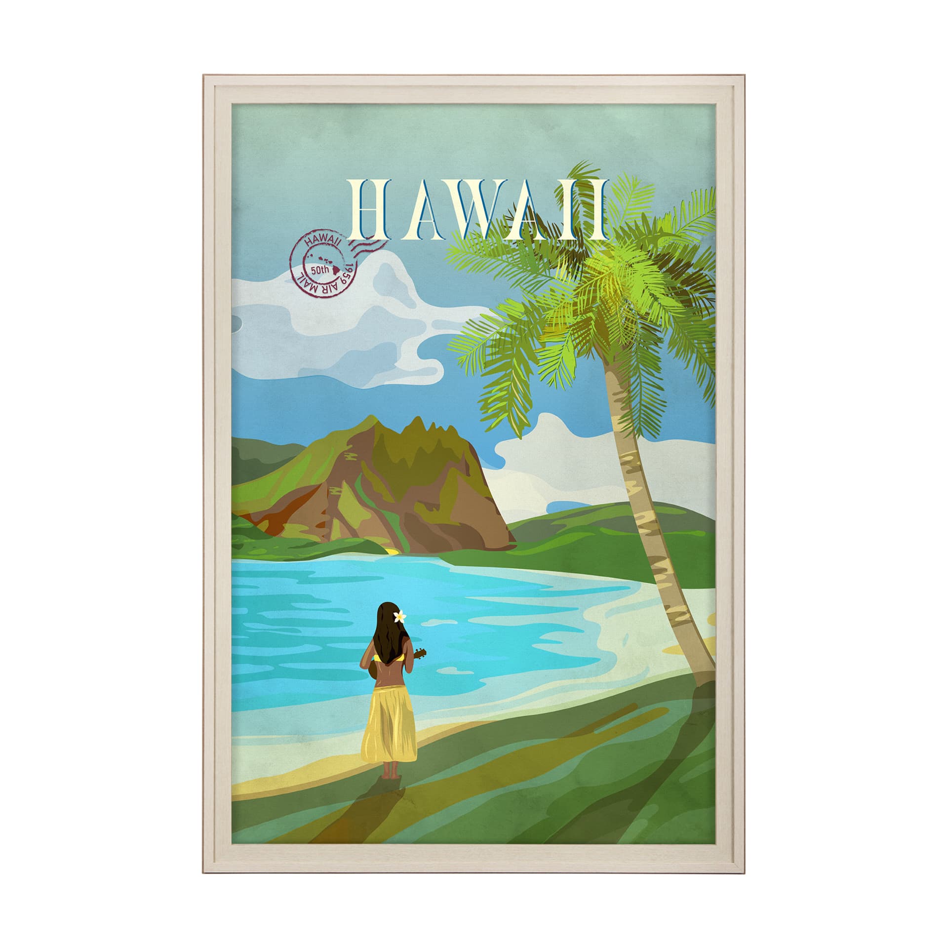 Hawaii Go USA (XL) by Mercana Studio a Hand Embellished Decograph Framed Art Print under Glass — product photograph