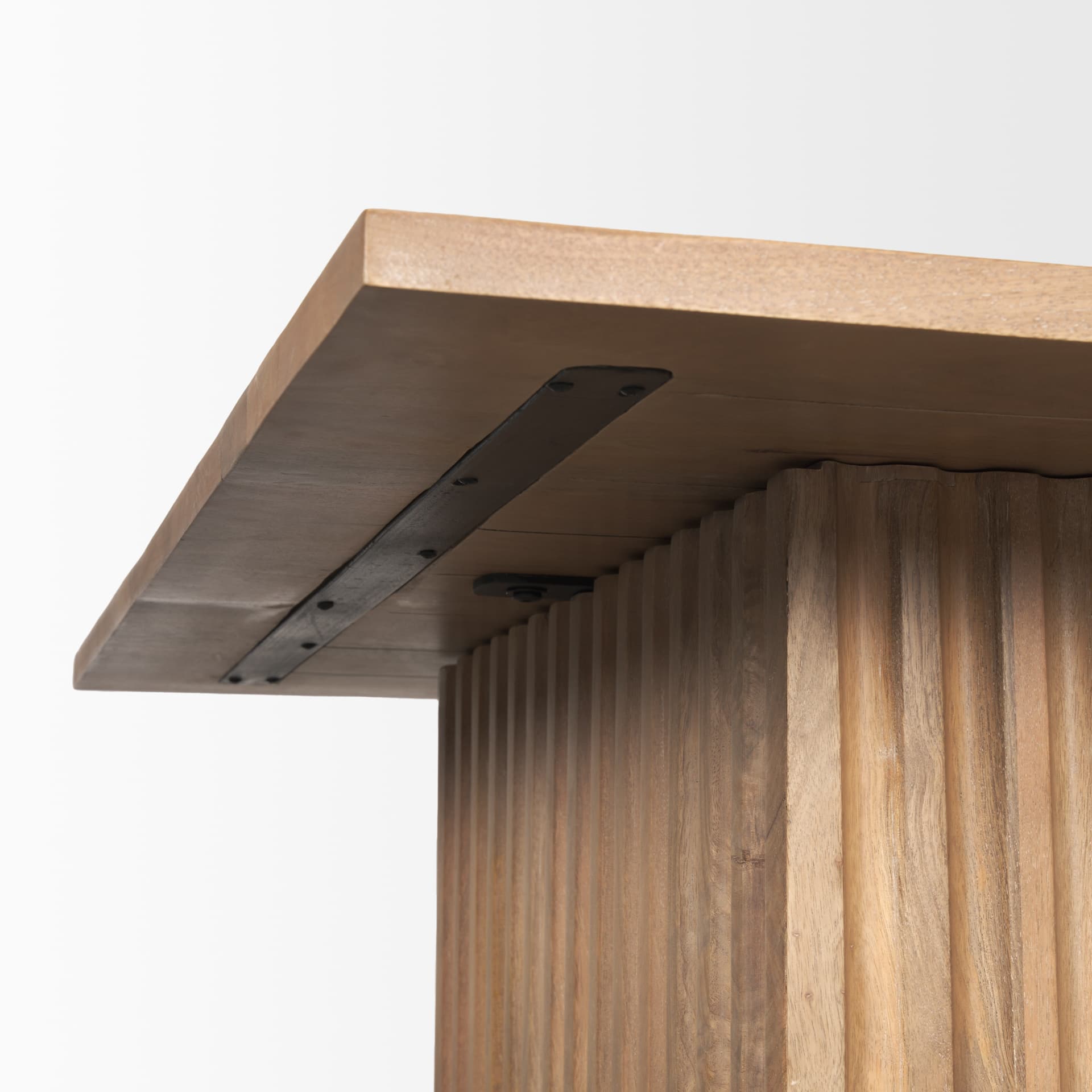 June Light Brown Wood w/ Fluting Square Coffee Table — product photograph