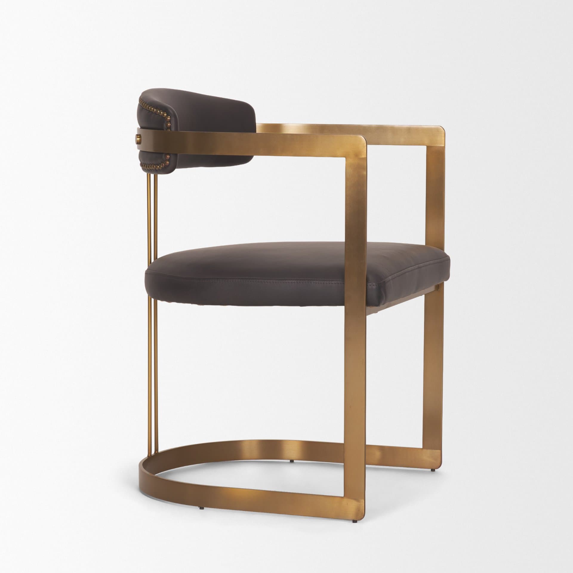 Hollyfield Curved Back Dining Side Chair | Leather w/ Iron — product photograph